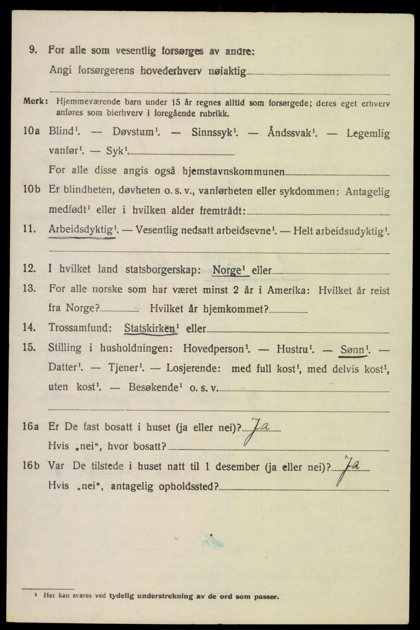 SAK, 1920 census for Vennesla, 1920, p. 7097