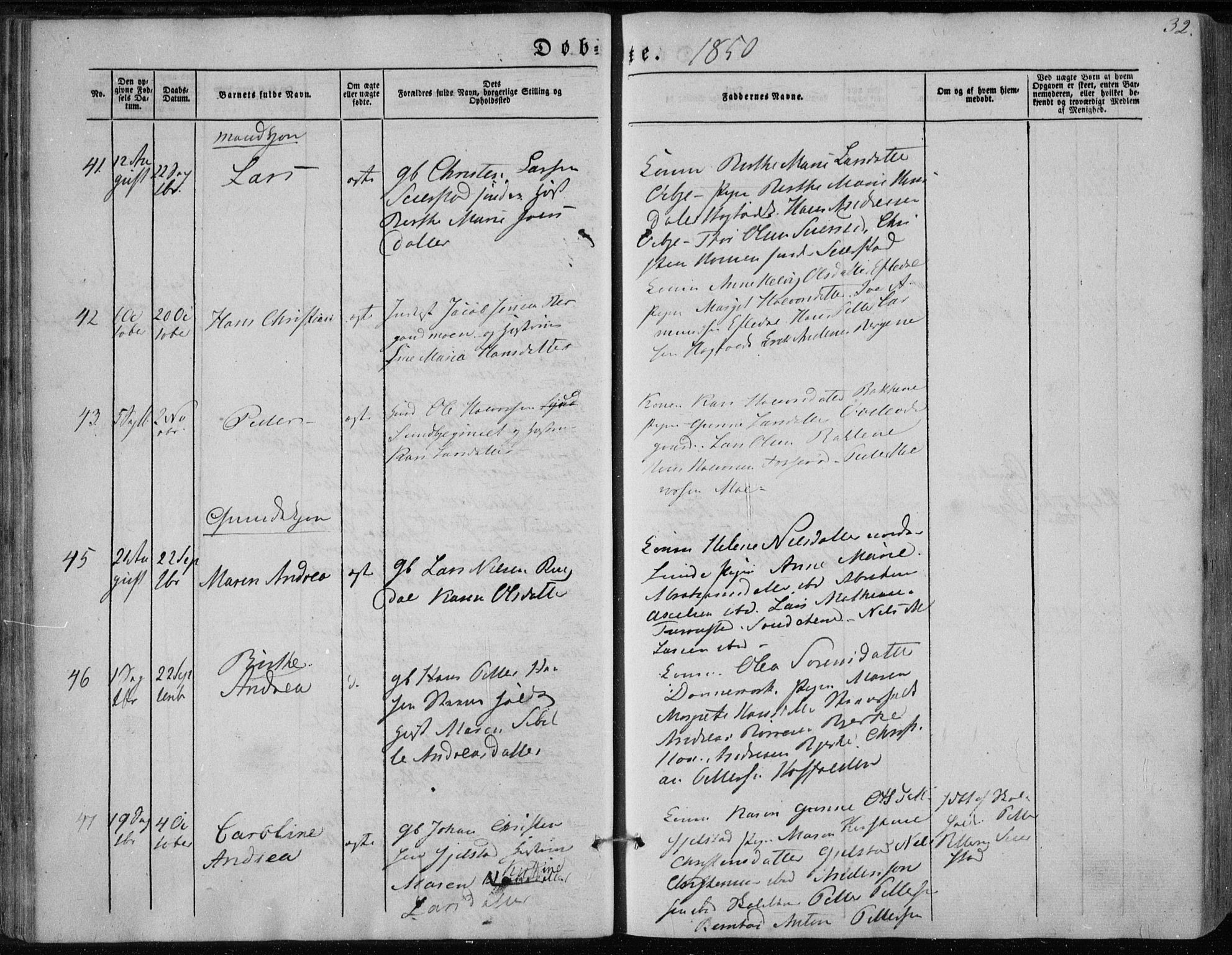 Hedrum kirkebøker, AV/SAKO-A-344/F/Fa/L0006: Parish register (official) no. I 6, 1849-1857, p. 32