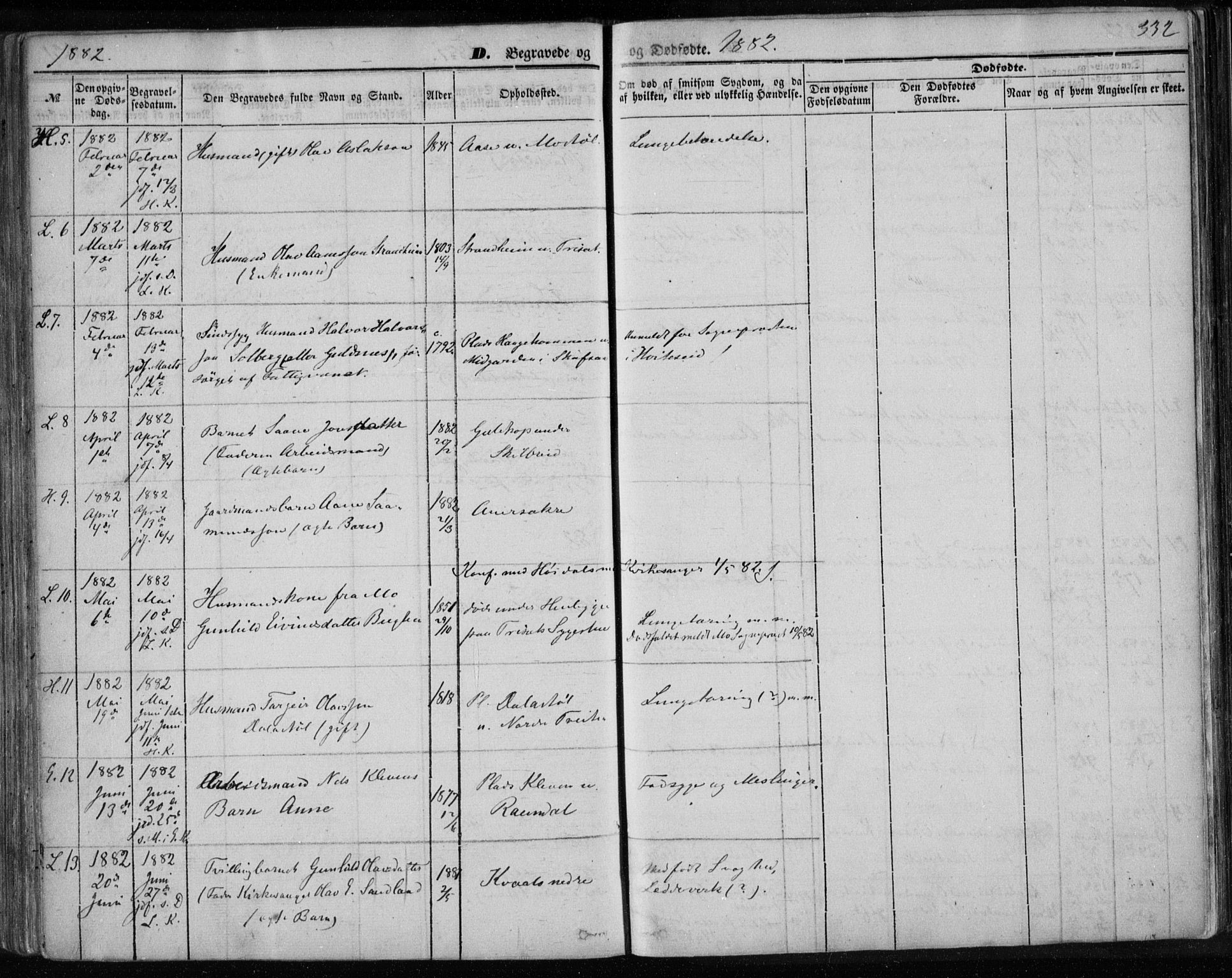 Lårdal kirkebøker, SAKO/A-284/F/Fa/L0006: Parish register (official) no. I 6, 1861-1886, p. 332