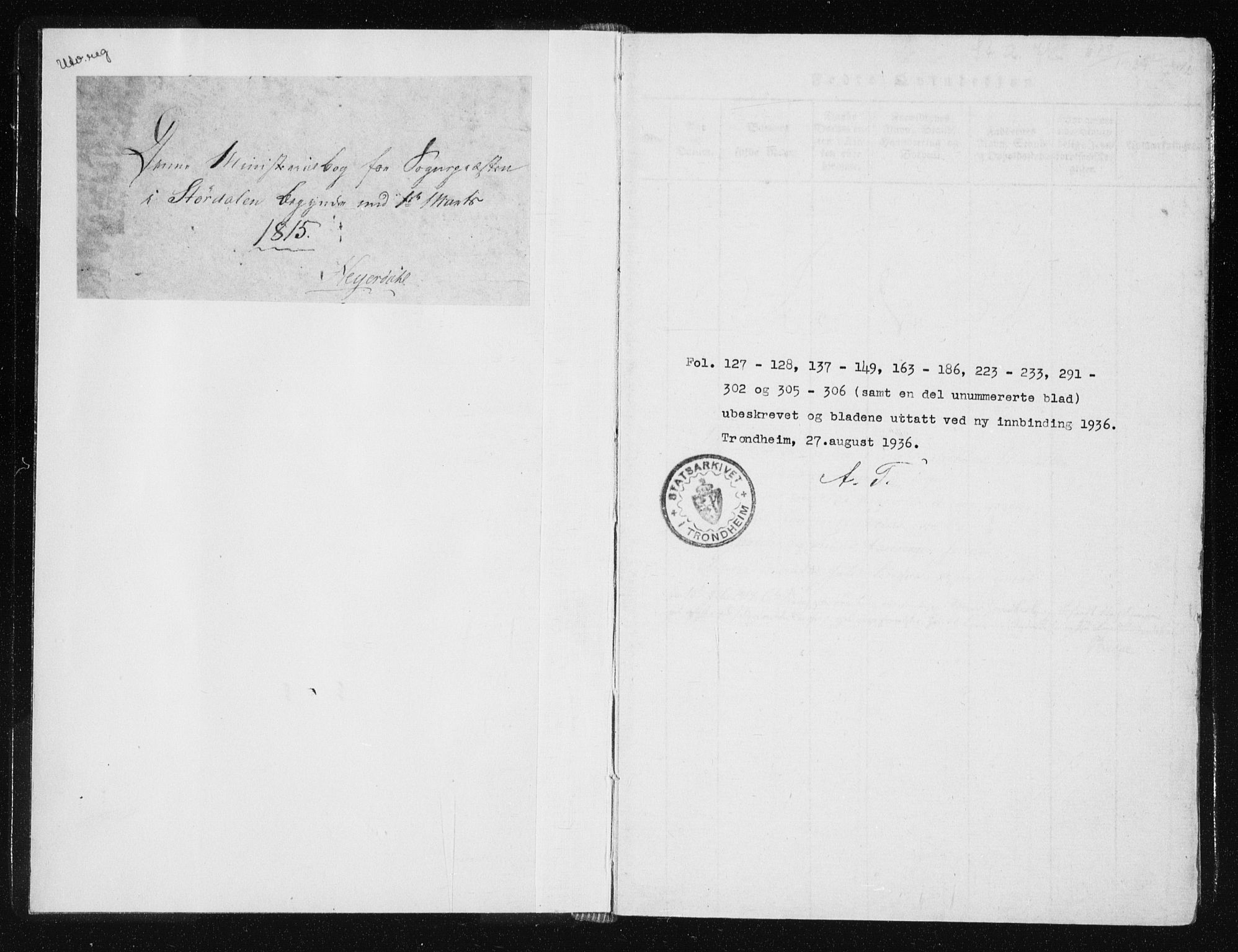 Ministerialprotokoller, klokkerbøker og fødselsregistre - Nord-Trøndelag, SAT/A-1458/709/L0061: Parish register (official) no. 709A08 /1, 1815-1819