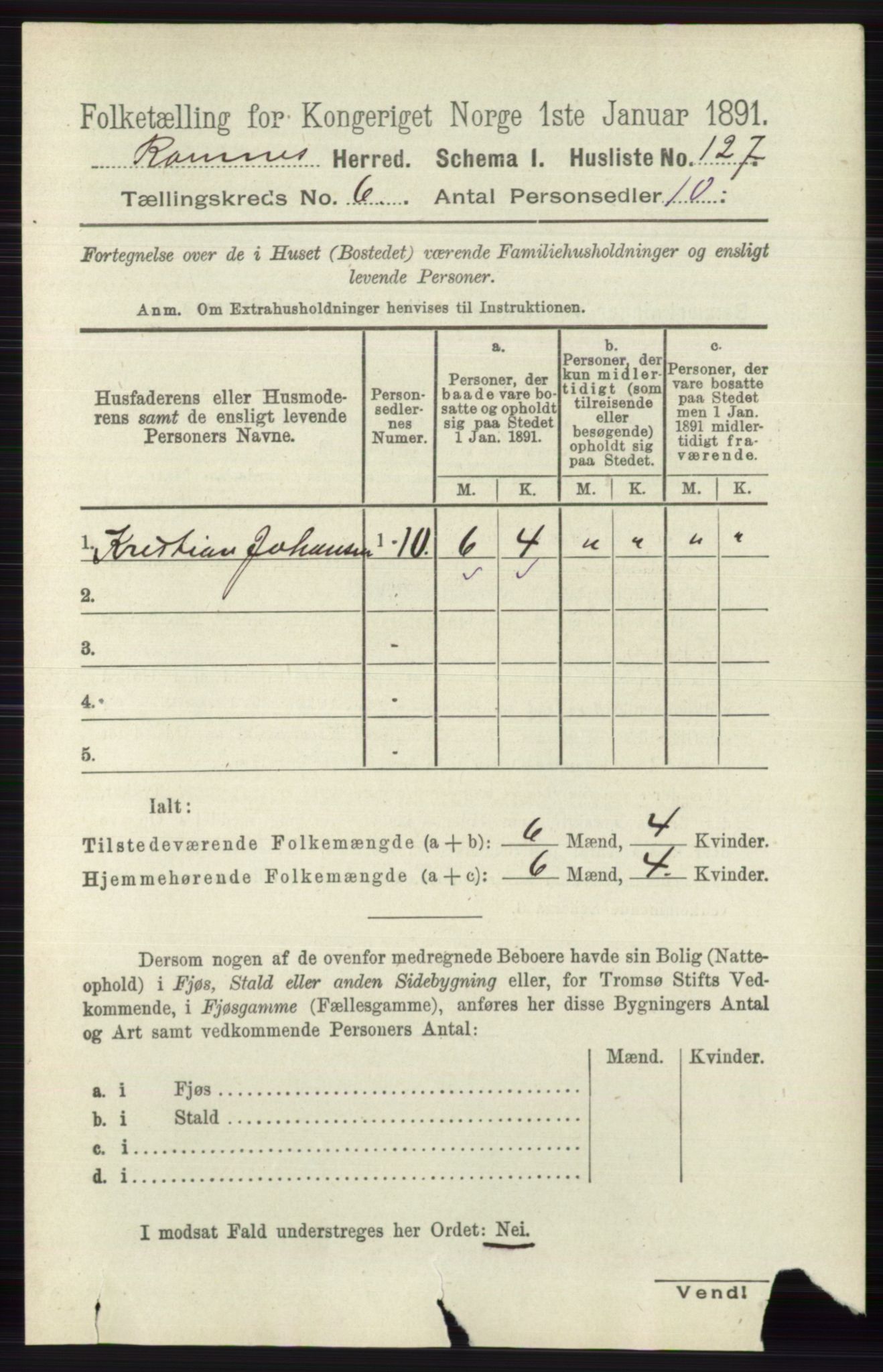 RA, 1891 census for 0718 Ramnes, 1891, p. 3316