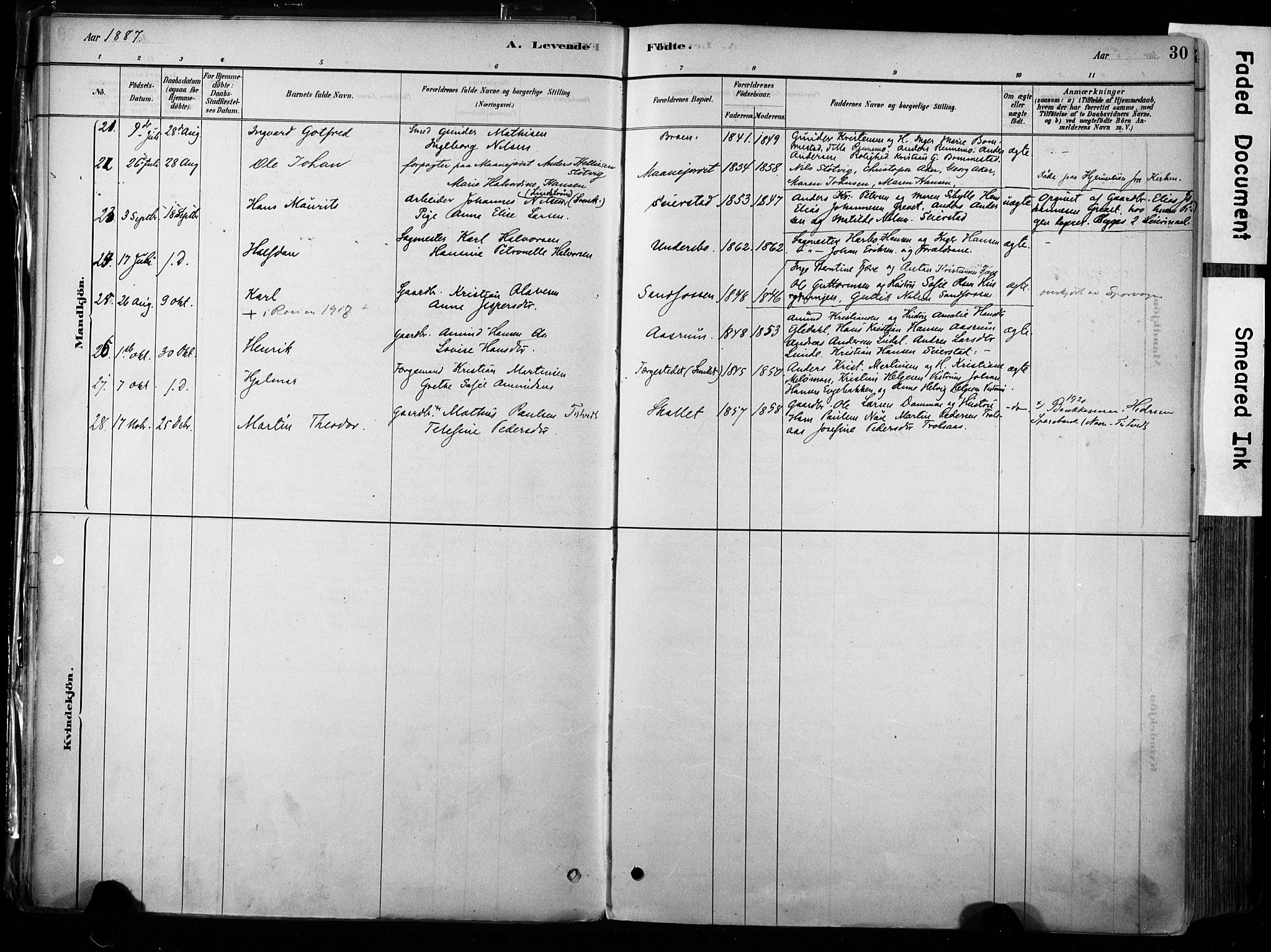 Hedrum kirkebøker, AV/SAKO-A-344/F/Fa/L0009: Parish register (official) no. I 9, 1881-1903, p. 30