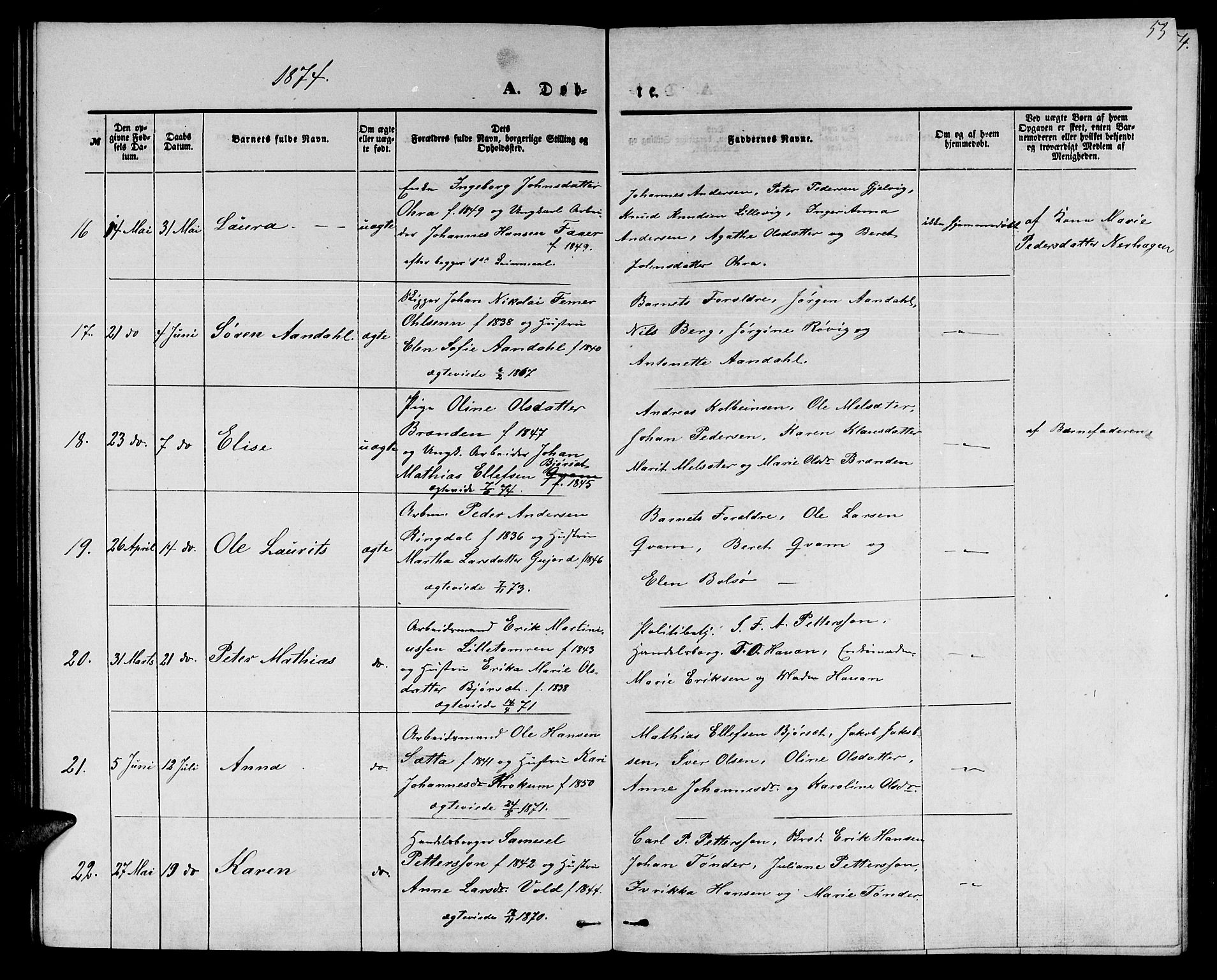 Ministerialprotokoller, klokkerbøker og fødselsregistre - Møre og Romsdal, SAT/A-1454/558/L0701: Parish register (copy) no. 558C02, 1862-1879, p. 53