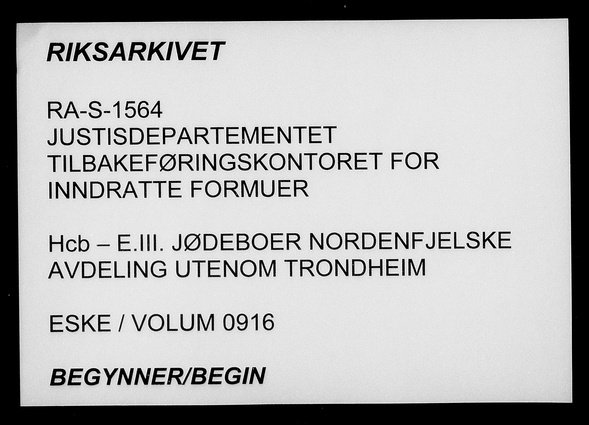 Justisdepartementet, Tilbakeføringskontoret for inndratte formuer, AV/RA-S-1564/H/Hc/Hcb/L0916: --, 1945-1947, p. 1