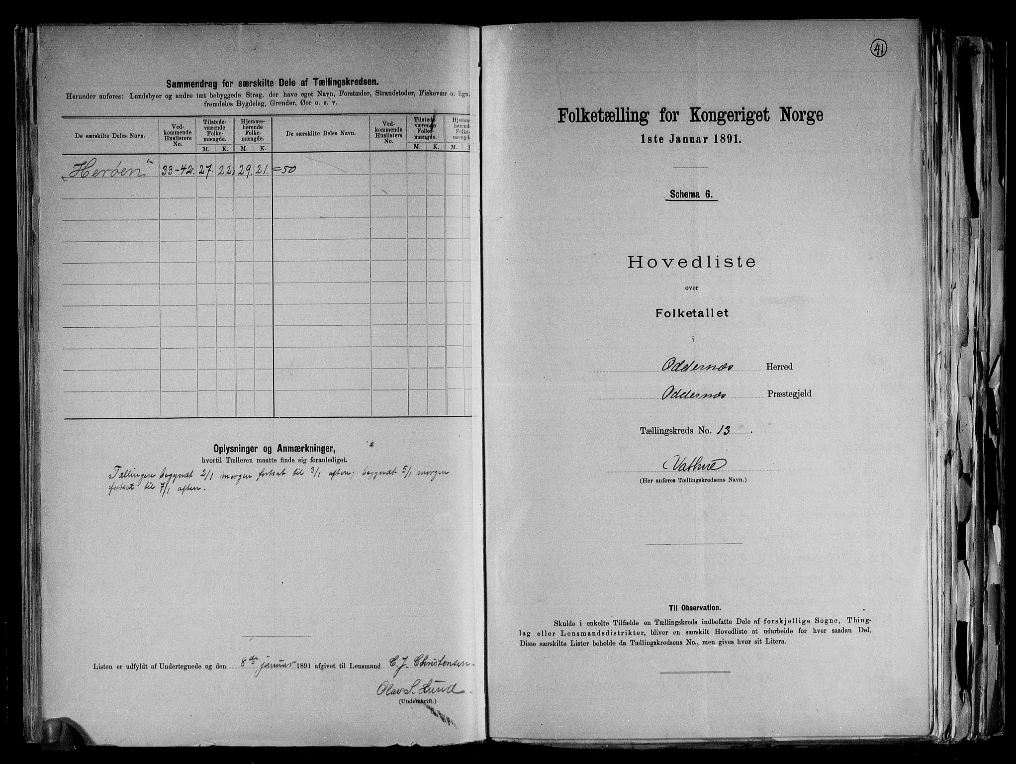 RA, 1891 census for 1012 Oddernes, 1891, p. 29