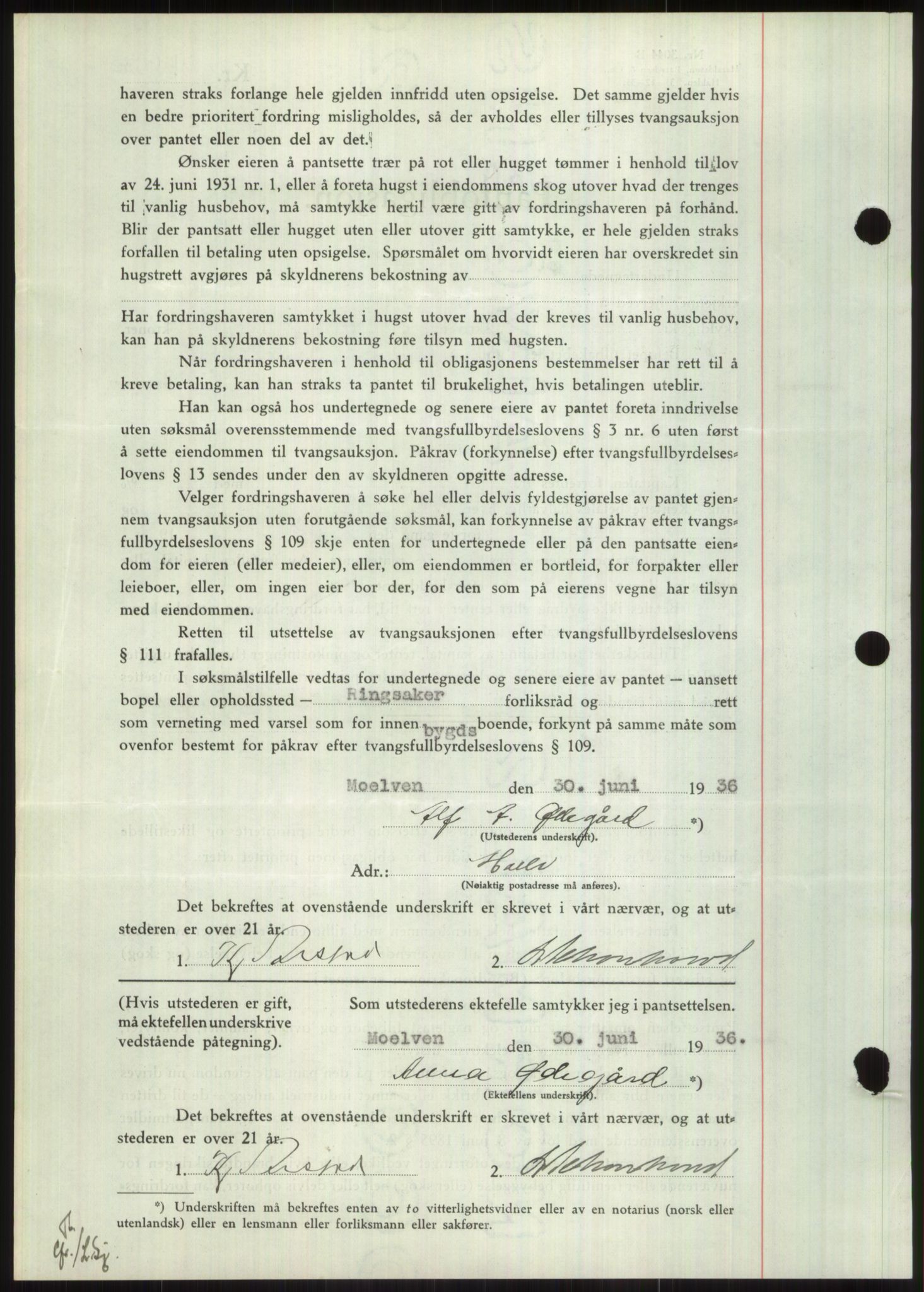 Nord-Hedmark sorenskriveri, SAH/TING-012/H/Hb/Hbf/L0001: Mortgage book no. B1, 1936-1936, Diary no: : 1264/1936