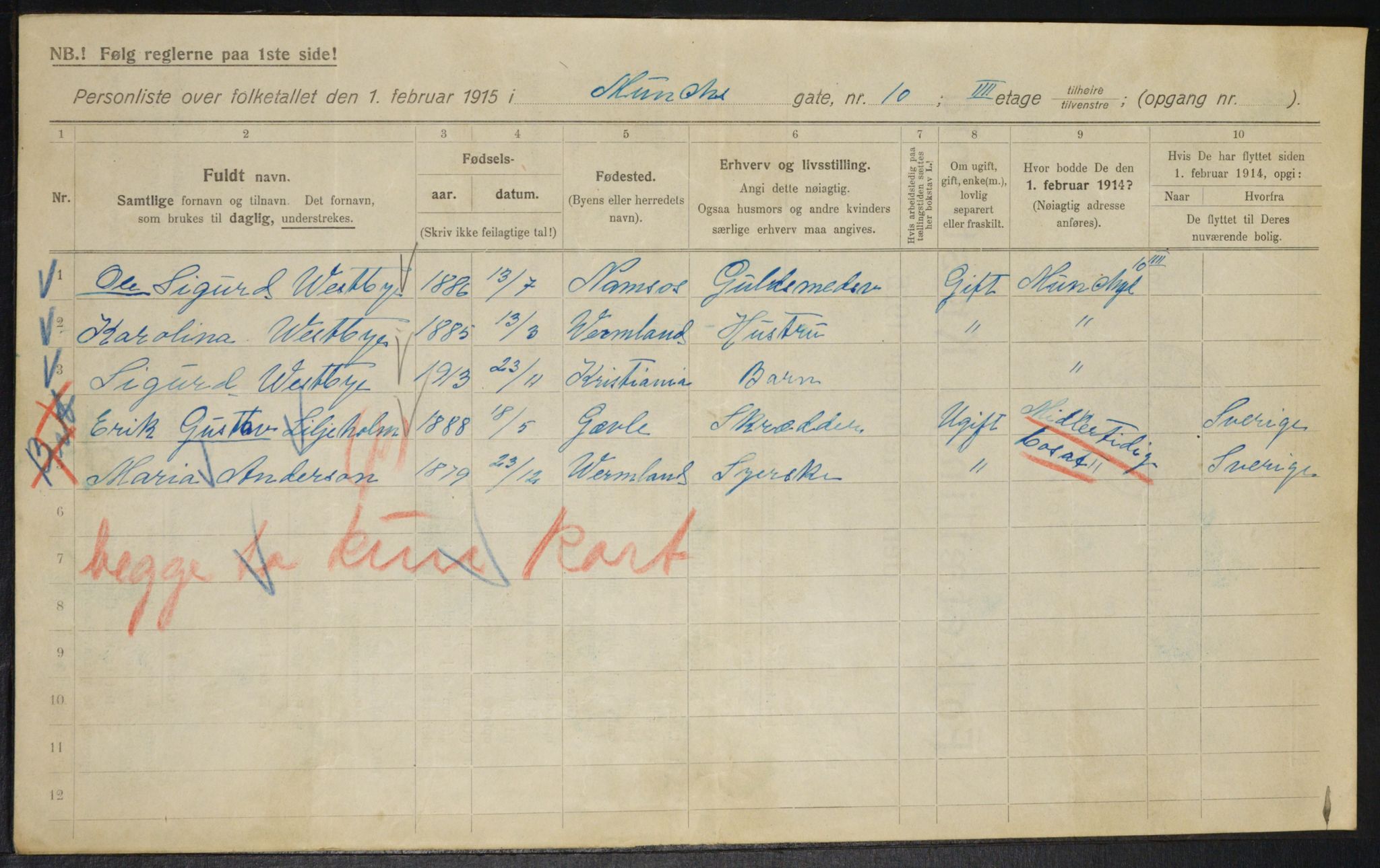 OBA, Municipal Census 1915 for Kristiania, 1915, p. 66136