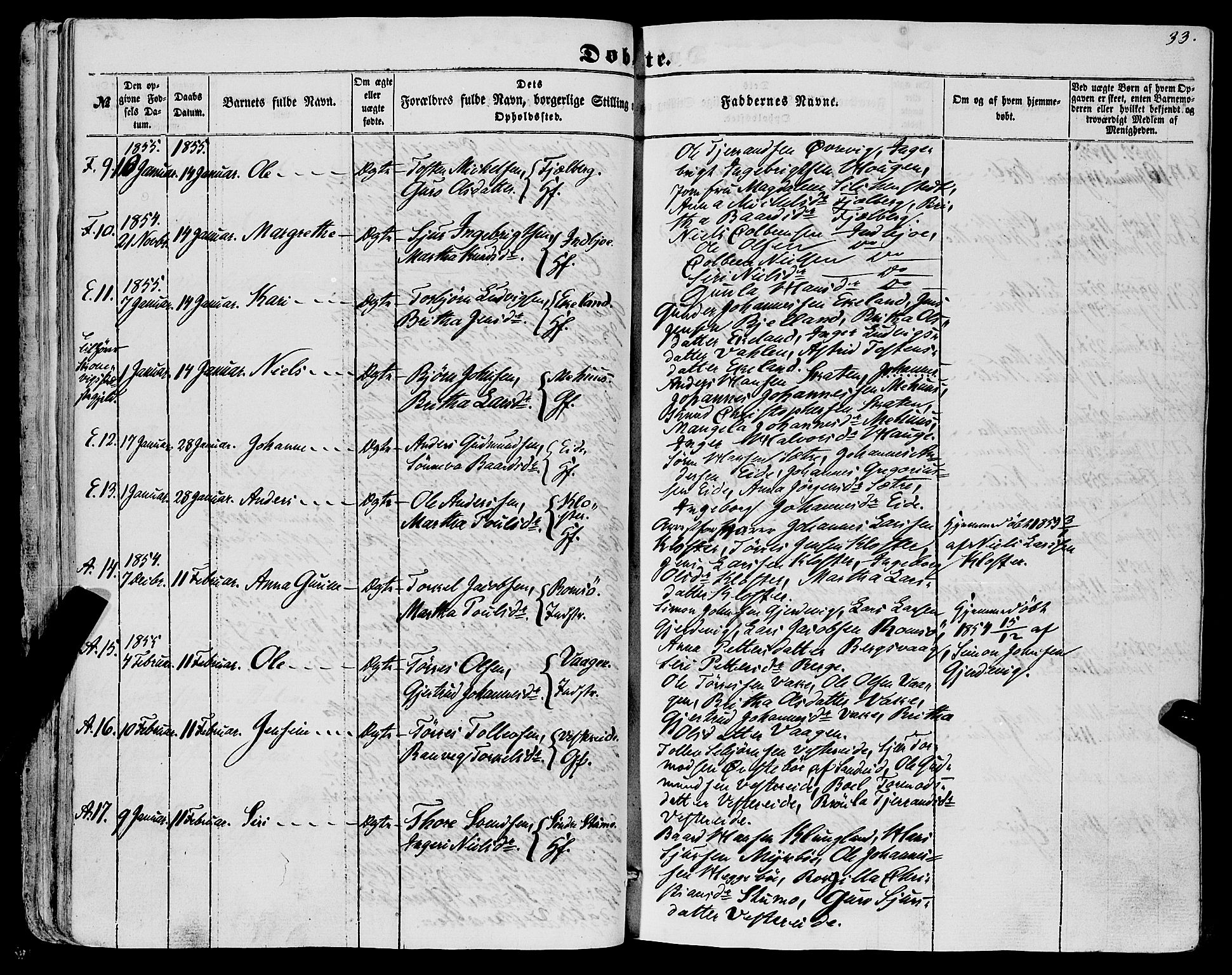 Fjelberg sokneprestembete, AV/SAB-A-75201/H/Haa: Parish register (official) no. A 7, 1851-1867, p. 33