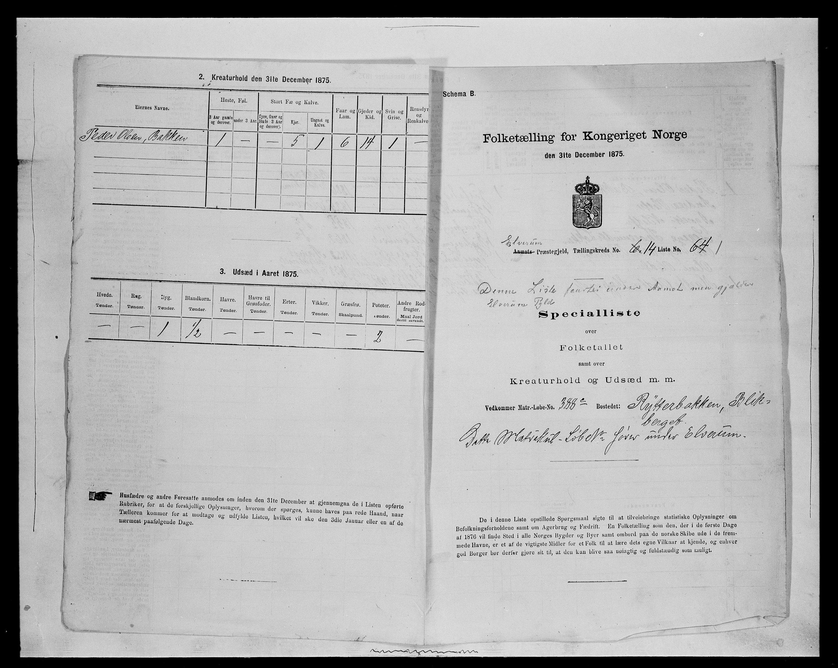 SAH, 1875 census for 0427P Elverum, 1875, p. 2519