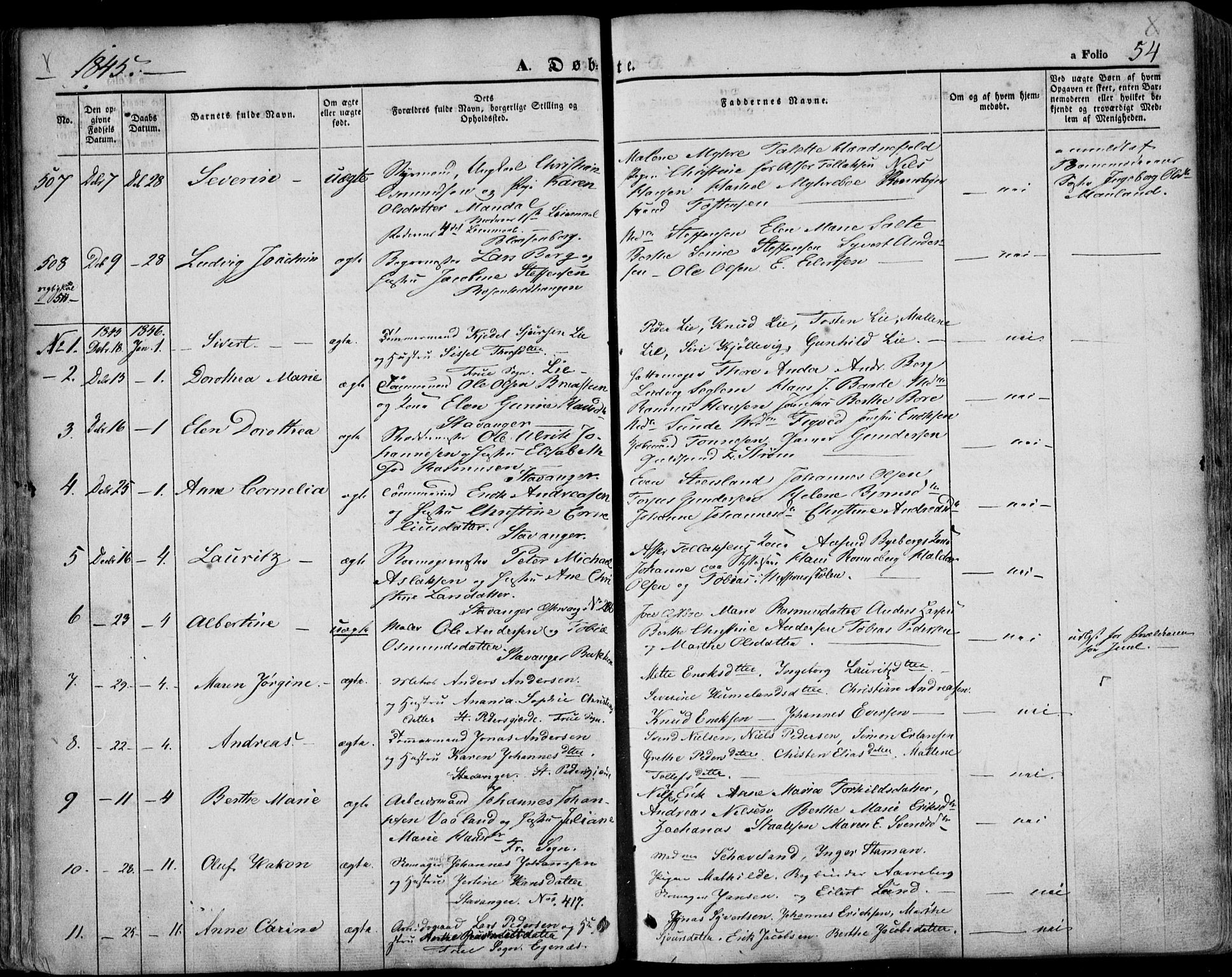 Domkirken sokneprestkontor, SAST/A-101812/001/30/30BA/L0016: Parish register (official) no. A 15, 1844-1854, p. 54