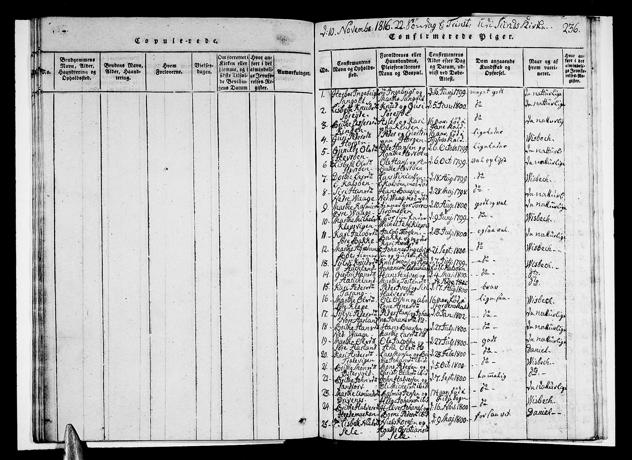Sund sokneprestembete, SAB/A-99930: Parish register (copy) no. A 1, 1816-1827, p. 236