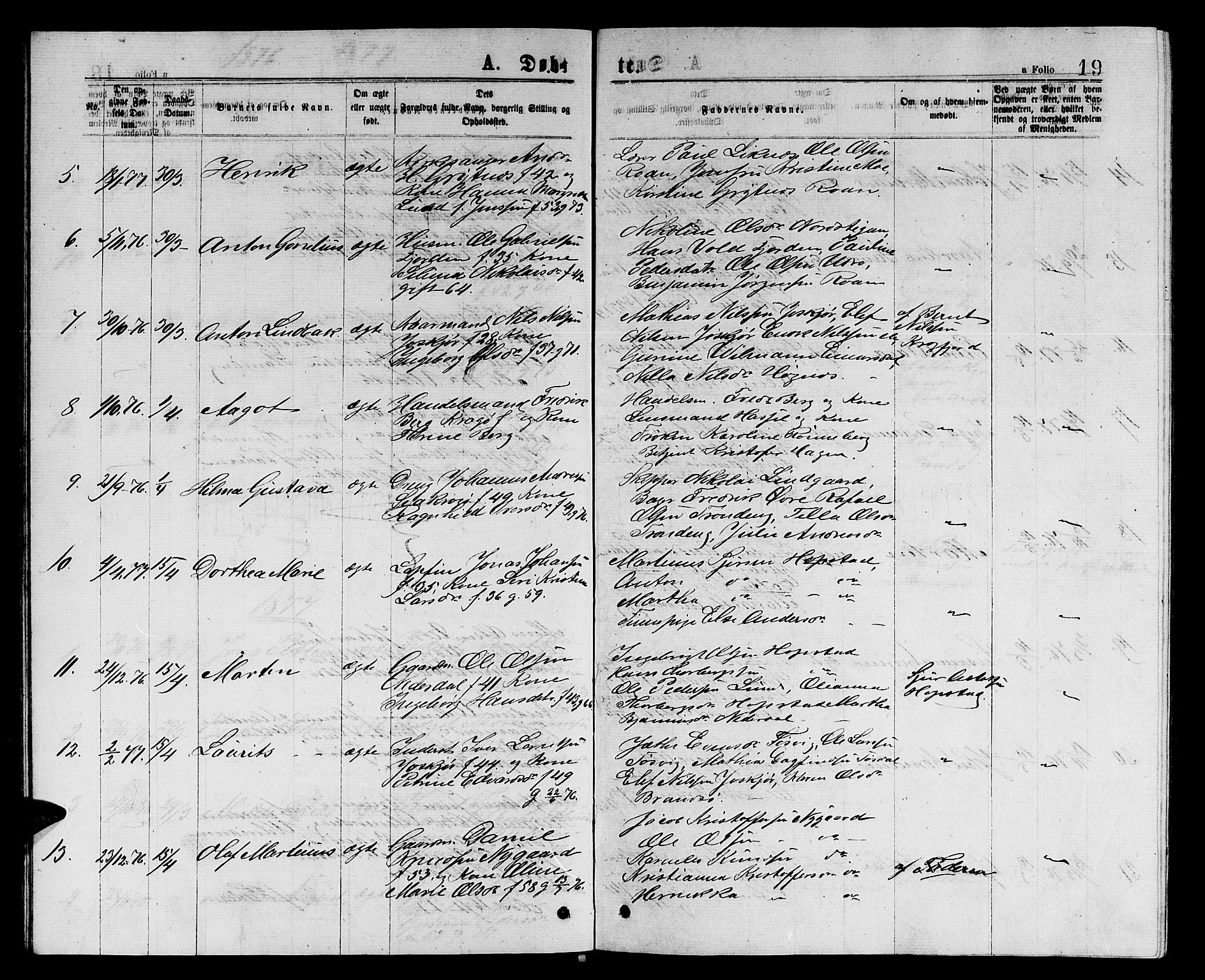 Ministerialprotokoller, klokkerbøker og fødselsregistre - Sør-Trøndelag, SAT/A-1456/657/L0715: Parish register (copy) no. 657C02, 1873-1888, p. 19