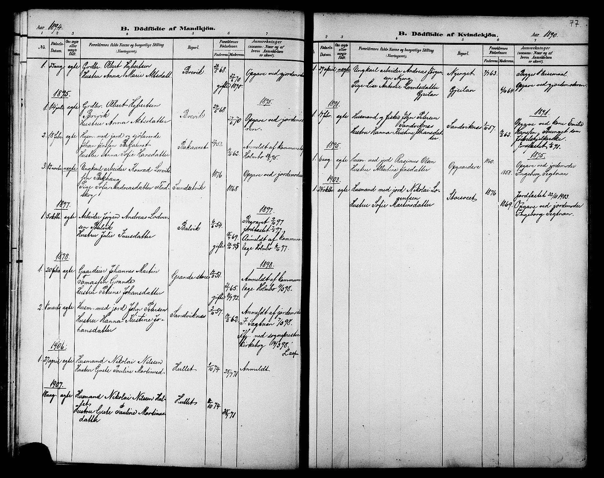 Ministerialprotokoller, klokkerbøker og fødselsregistre - Nord-Trøndelag, SAT/A-1458/733/L0327: Parish register (copy) no. 733C02, 1888-1918, p. 77