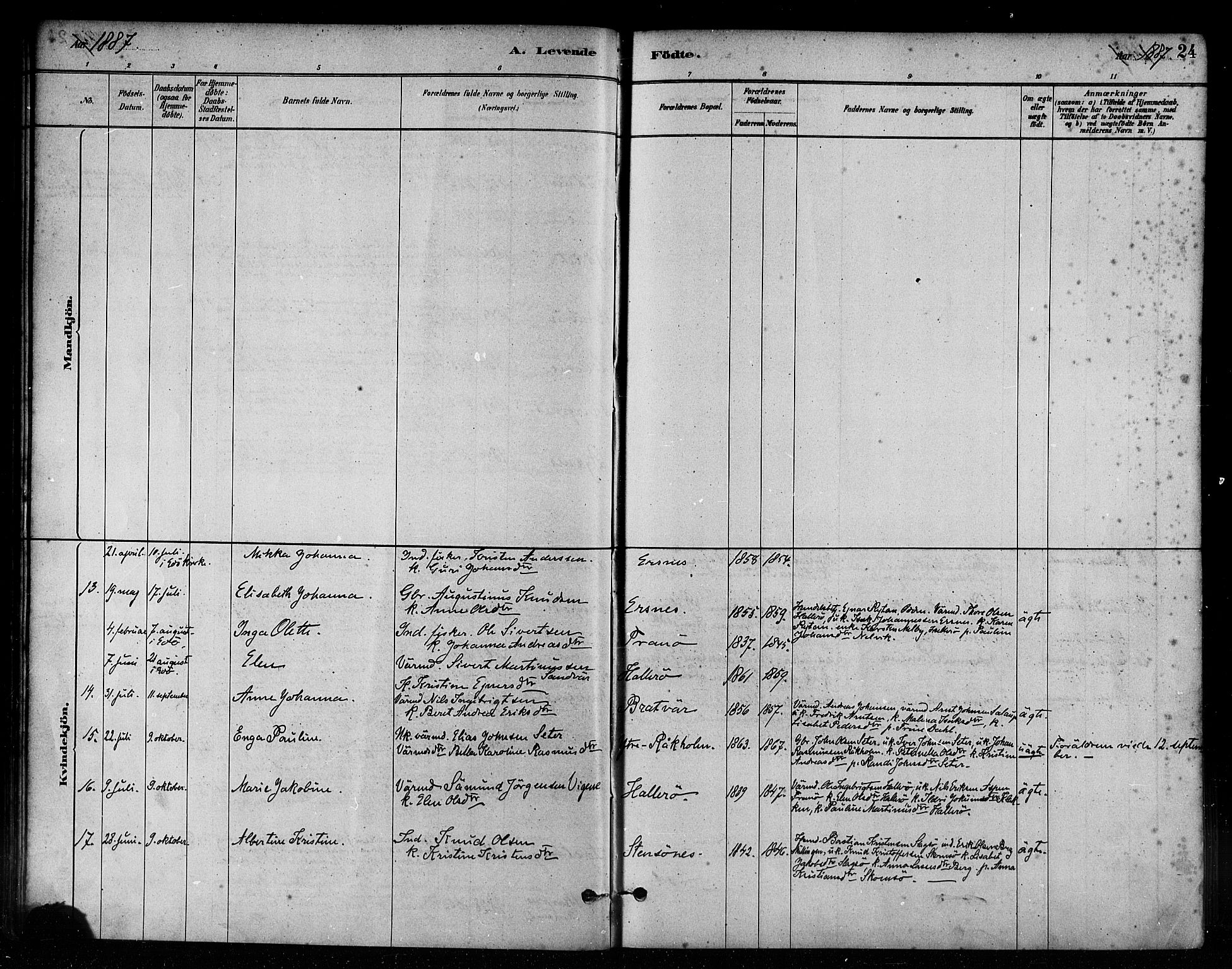 Ministerialprotokoller, klokkerbøker og fødselsregistre - Møre og Romsdal, AV/SAT-A-1454/582/L0947: Parish register (official) no. 582A01, 1880-1900, p. 24