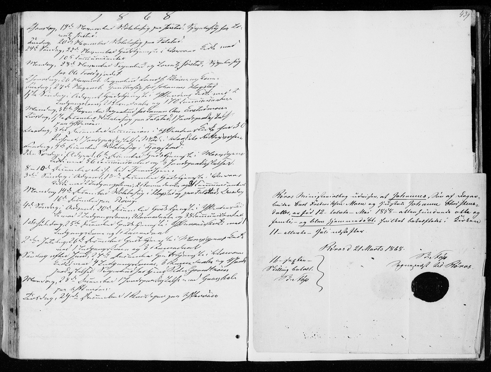 Ministerialprotokoller, klokkerbøker og fødselsregistre - Nord-Trøndelag, SAT/A-1458/722/L0218: Parish register (official) no. 722A05, 1843-1868, p. 439