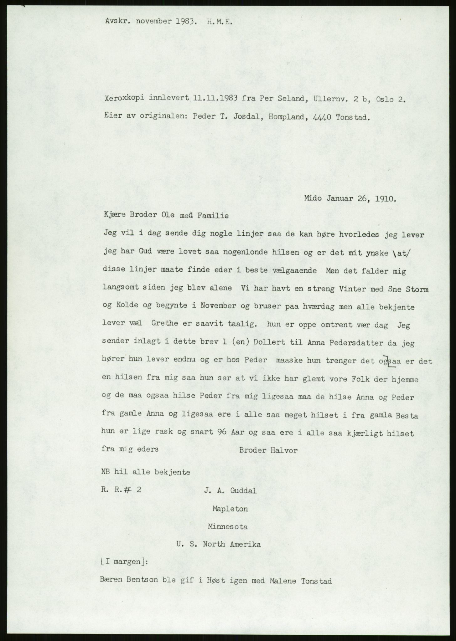 Samlinger til kildeutgivelse, Amerikabrevene, AV/RA-EA-4057/F/L0028: Innlån fra Vest-Agder , 1838-1914, p. 207