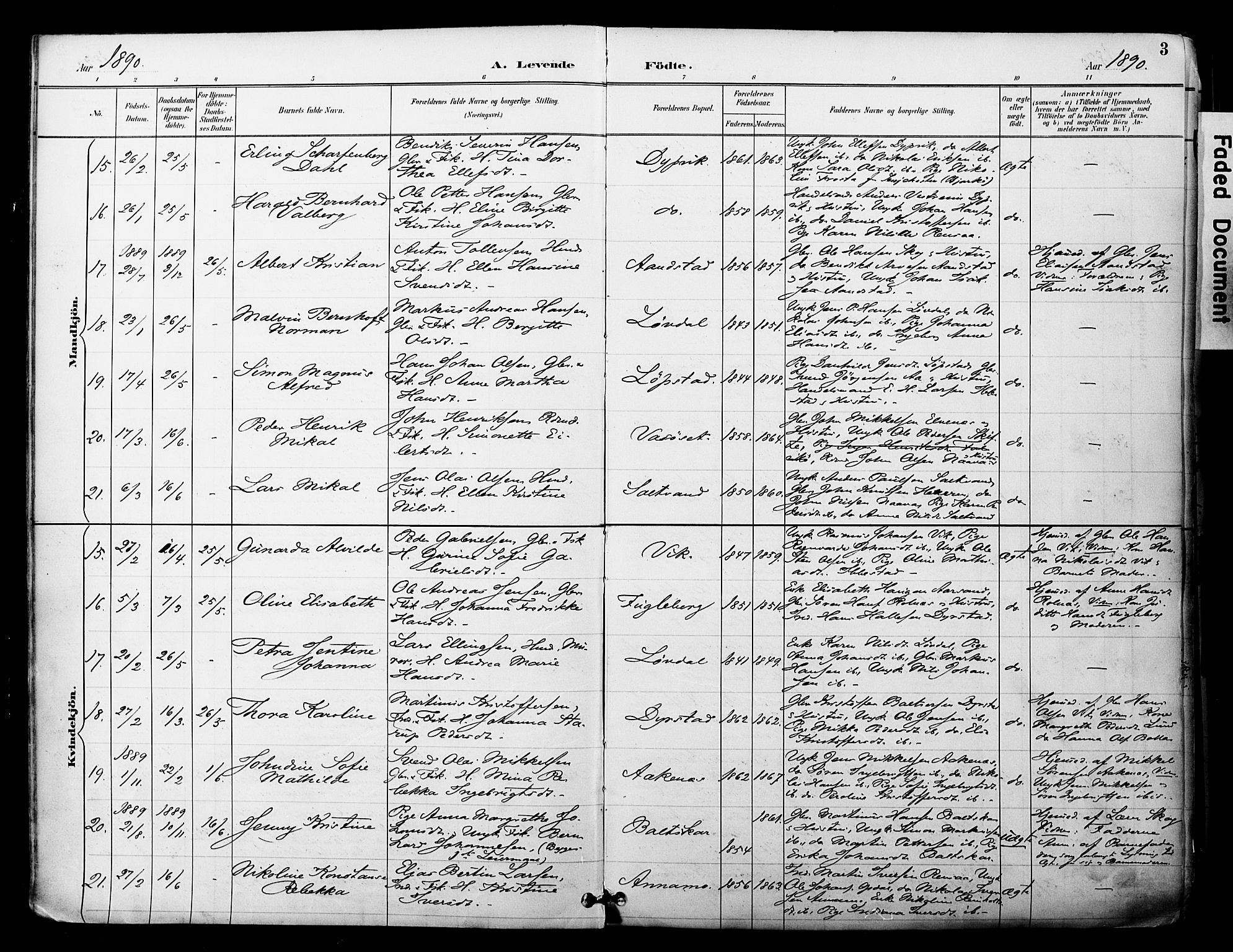 Ibestad sokneprestembete, AV/SATØ-S-0077/H/Ha/Haa/L0012kirke: Parish register (official) no. 12, 1890-1900, p. 3