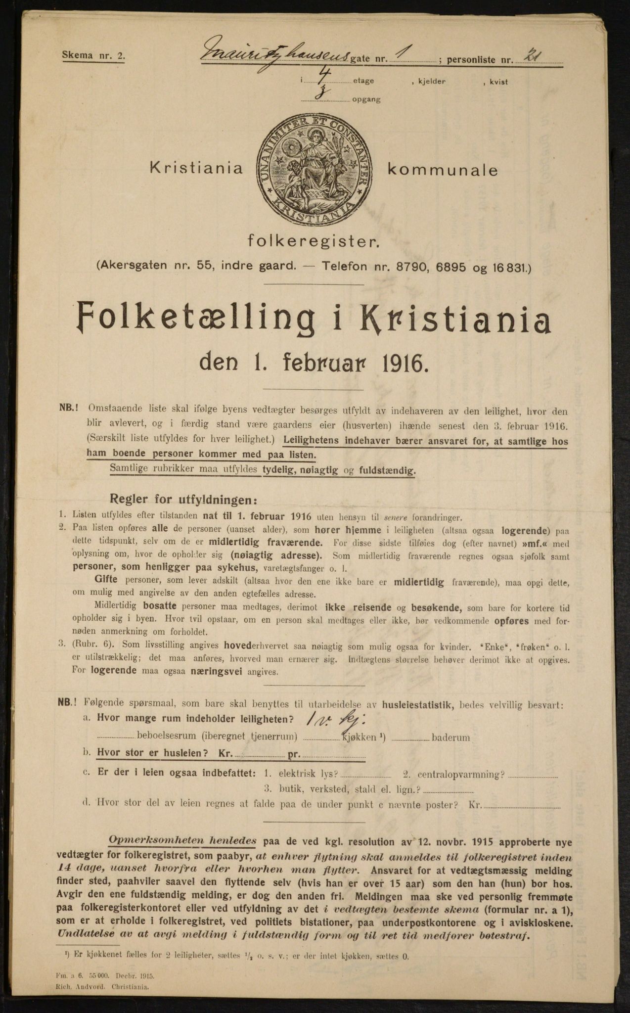 OBA, Municipal Census 1916 for Kristiania, 1916, p. 66509