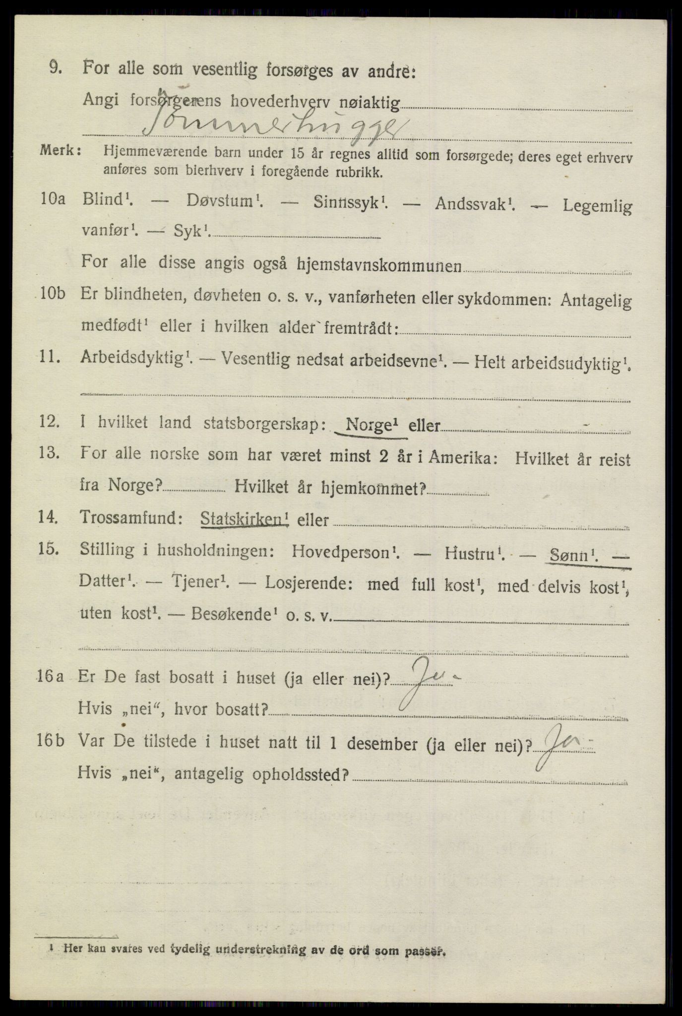 SAKO, 1920 census for Sannidal, 1920, p. 1614