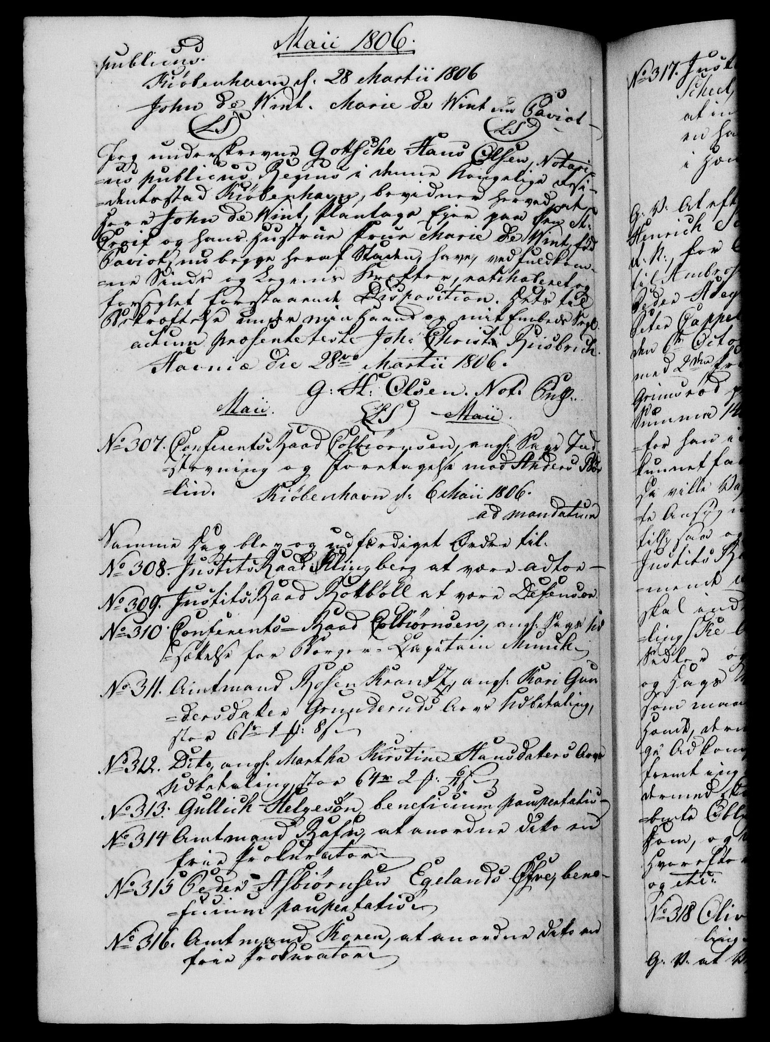 Danske Kanselli 1800-1814, RA/EA-3024/H/Hf/Hfb/Hfba/L0003: Registranter, 1805-1807, p. 191b