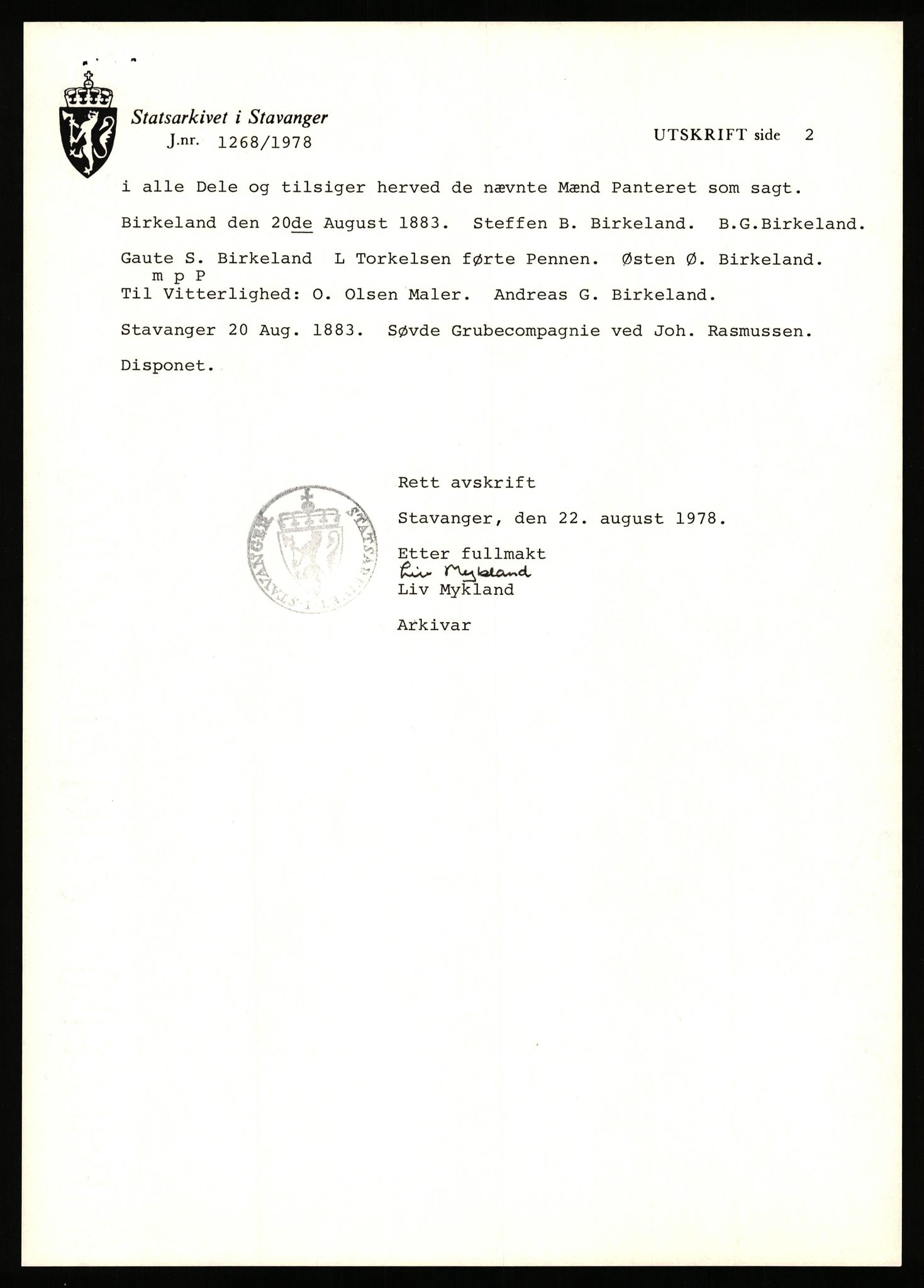 Statsarkivet i Stavanger, AV/SAST-A-101971/03/Y/Yj/L0008: Avskrifter sortert etter gårdsnavn: Birkeland indre - Bjerge, 1750-1930, p. 28
