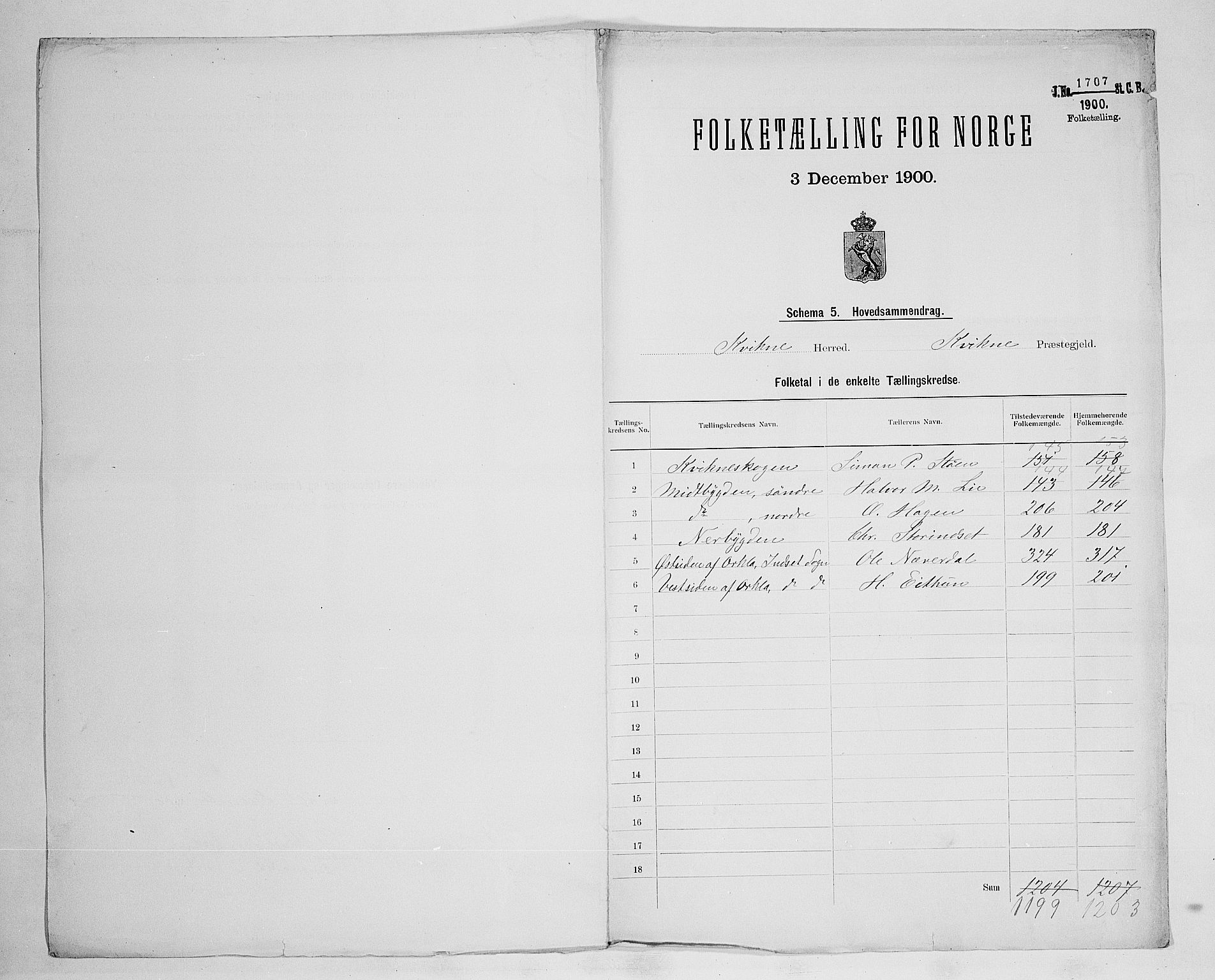 SAH, 1900 census for Kvikne, 1900, p. 2