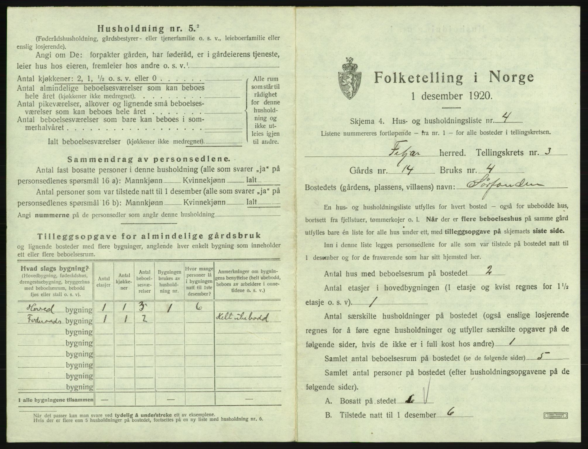 SAB, 1920 census for Fitjar, 1920, p. 248