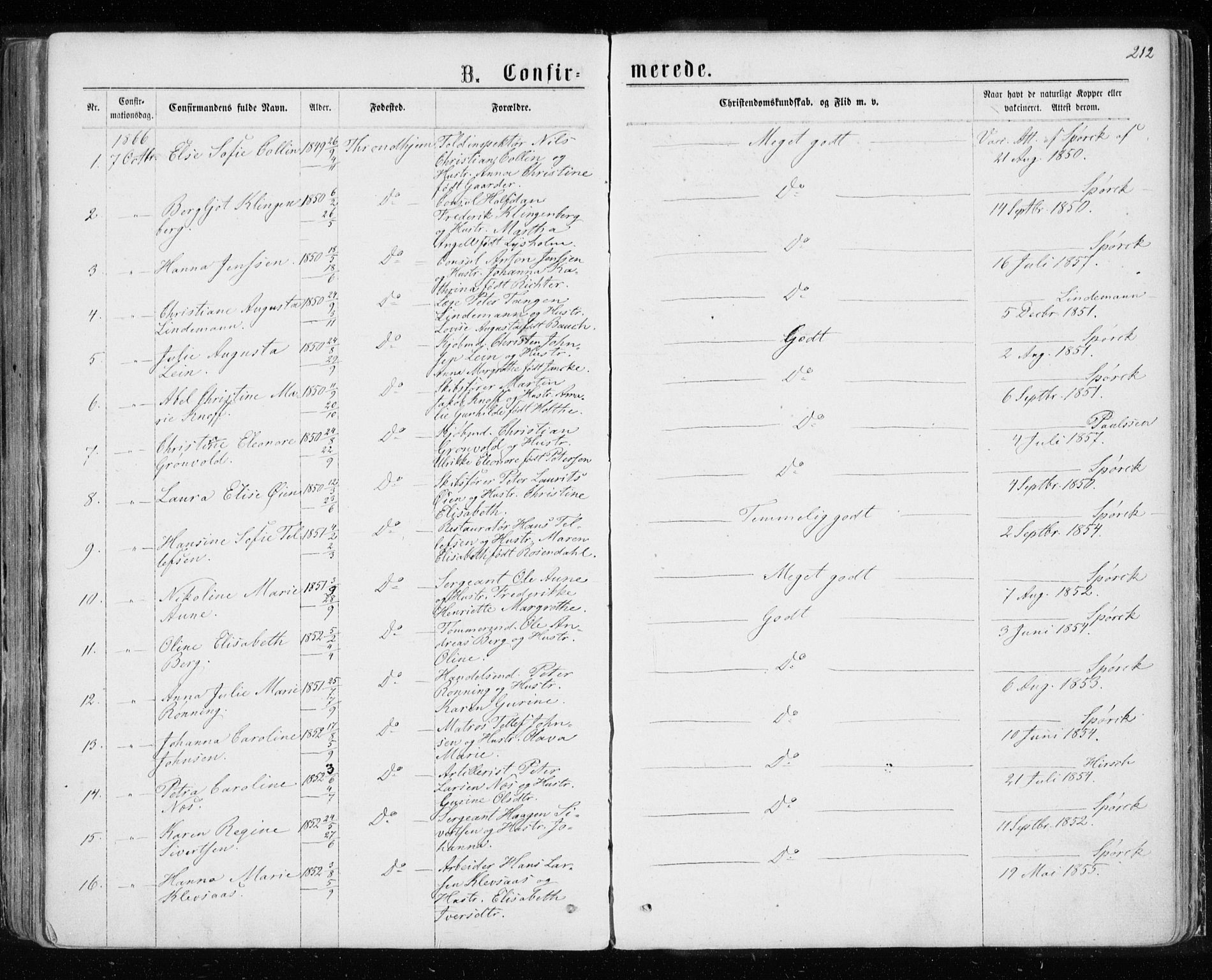 Ministerialprotokoller, klokkerbøker og fødselsregistre - Sør-Trøndelag, SAT/A-1456/601/L0054: Parish register (official) no. 601A22, 1866-1877, p. 212