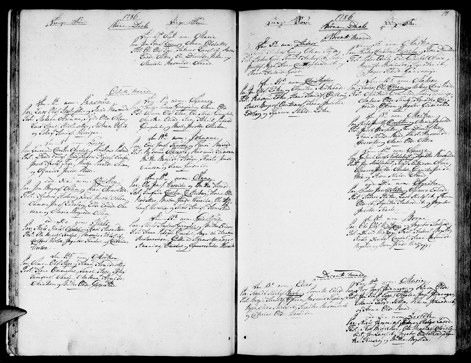 Gloppen sokneprestembete, AV/SAB-A-80101/H/Haa/Haaa/L0005: Parish register (official) no. A 5, 1785-1815, p. 14