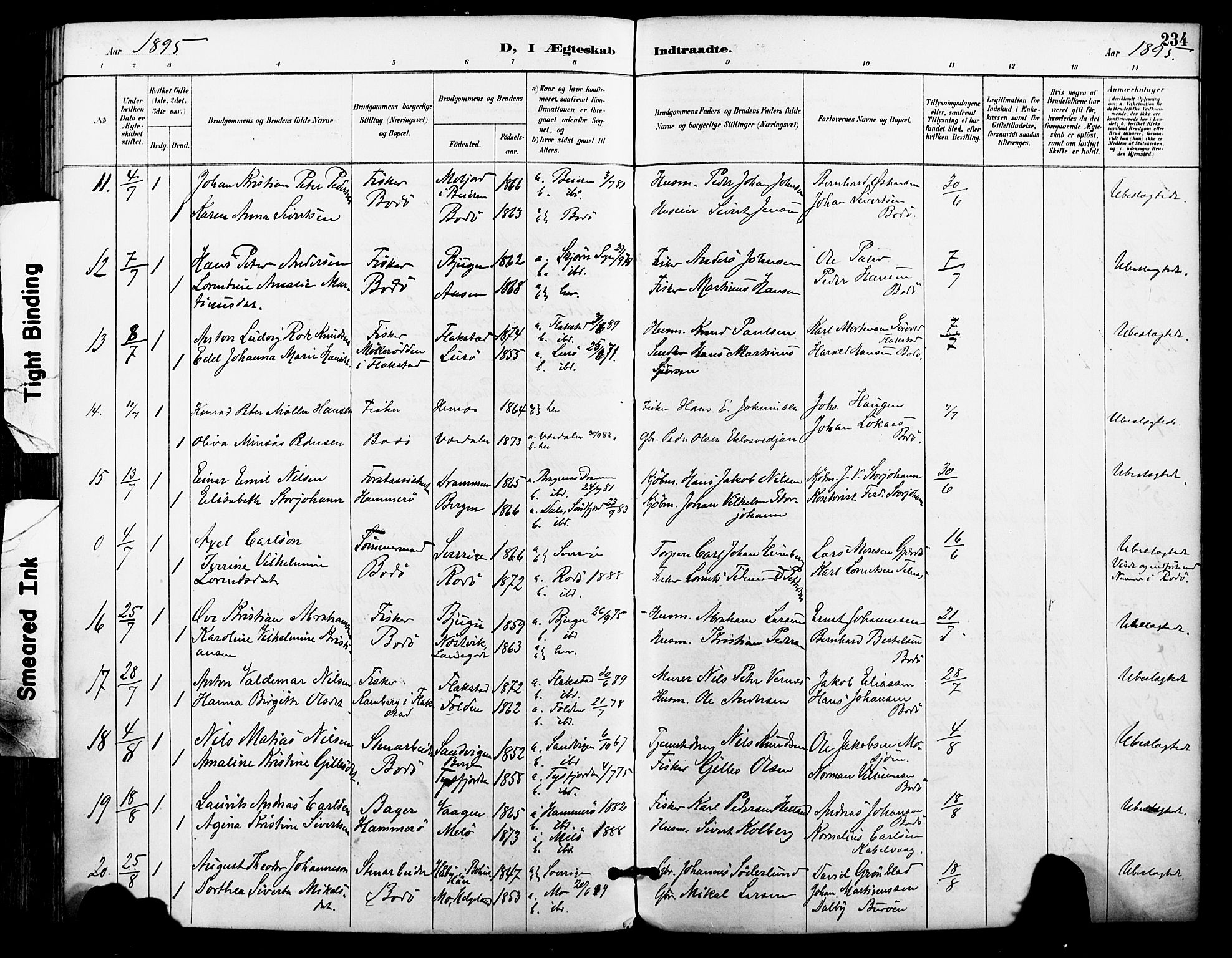 Ministerialprotokoller, klokkerbøker og fødselsregistre - Nordland, AV/SAT-A-1459/801/L0010: Parish register (official) no. 801A10, 1888-1899, p. 234