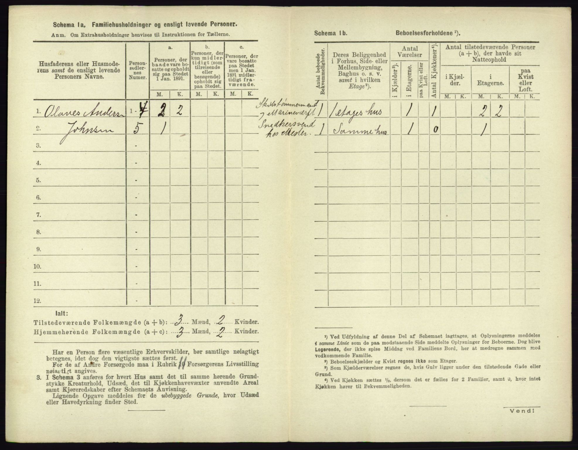 RA, 1891 census for 0703 Horten, 1891, p. 1154