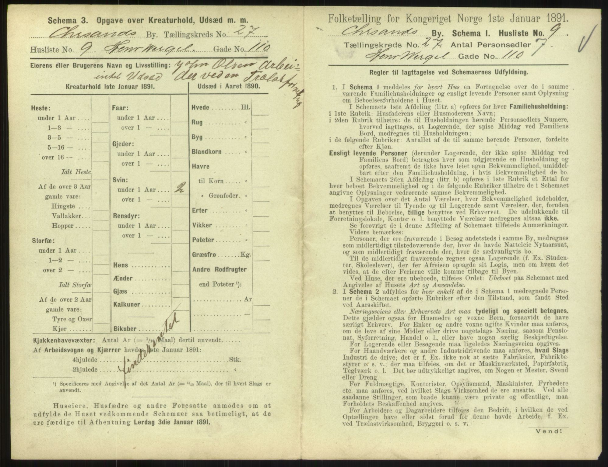 RA, 1891 census for 1001 Kristiansand, 1891, p. 1512