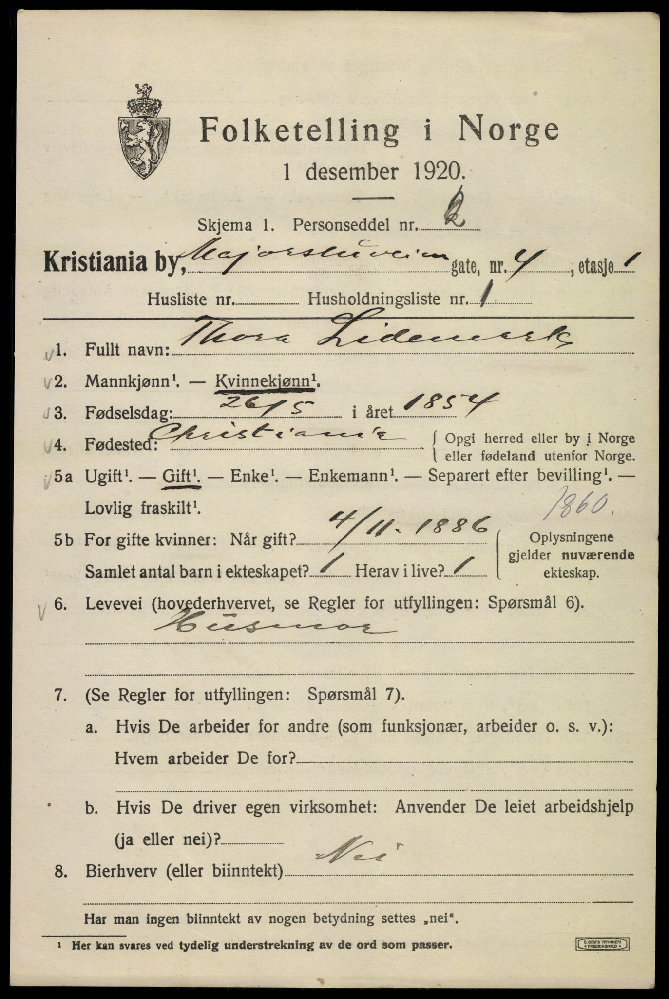 SAO, 1920 census for Kristiania, 1920, p. 371497