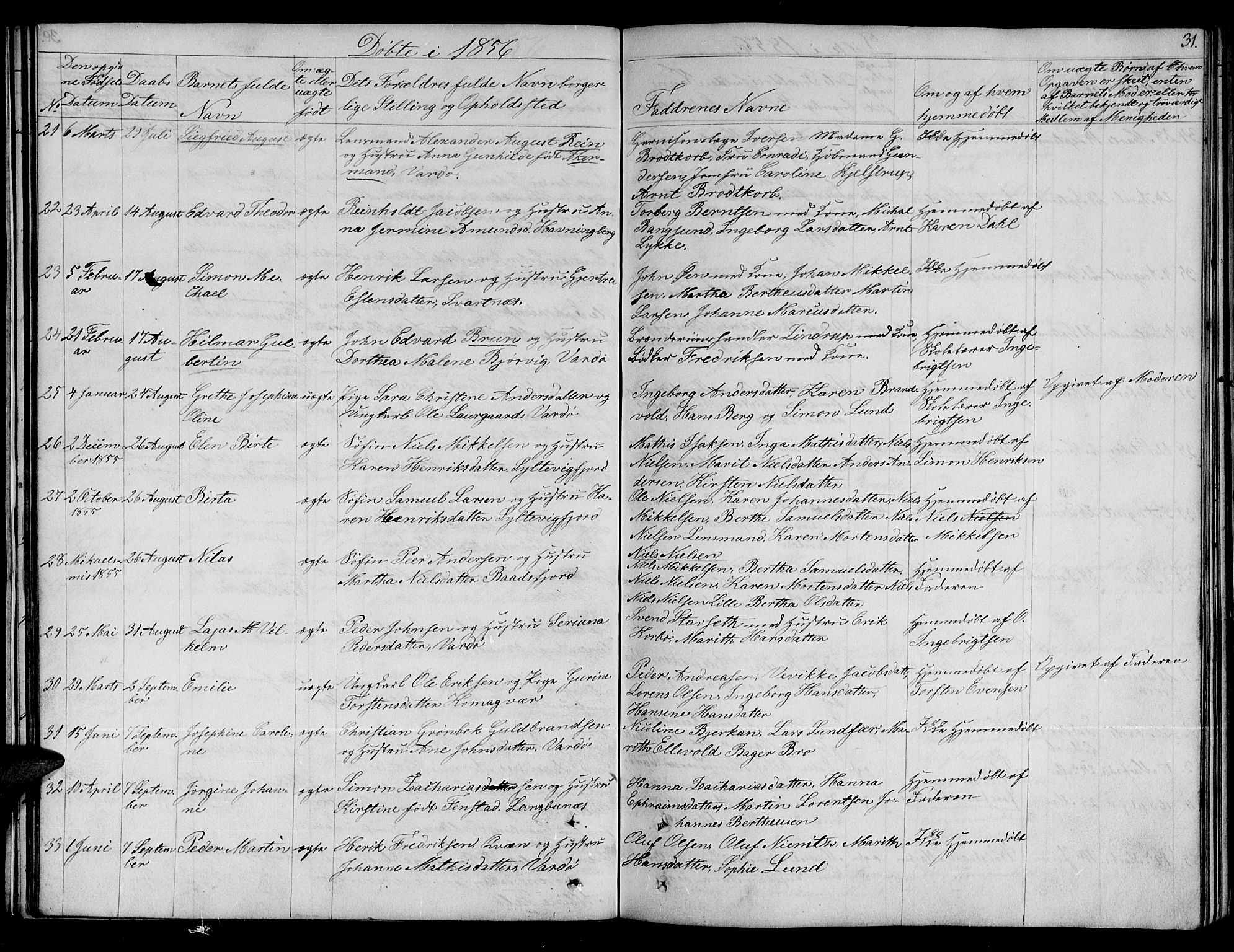 Vardø sokneprestkontor, SATØ/S-1332/H/Hb/L0001klokker: Parish register (copy) no. 1, 1844-1861, p. 31