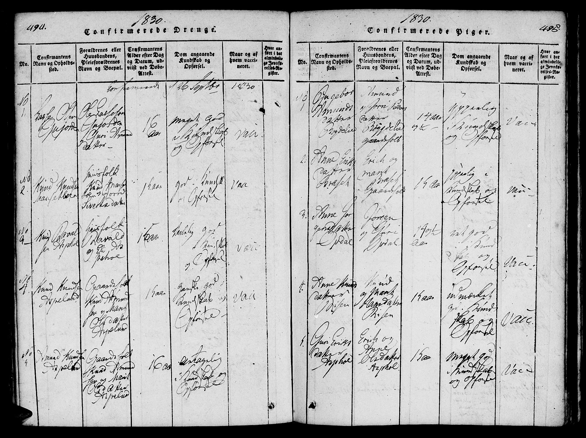 Ministerialprotokoller, klokkerbøker og fødselsregistre - Møre og Romsdal, SAT/A-1454/557/L0679: Parish register (official) no. 557A01, 1818-1843, p. 494-495
