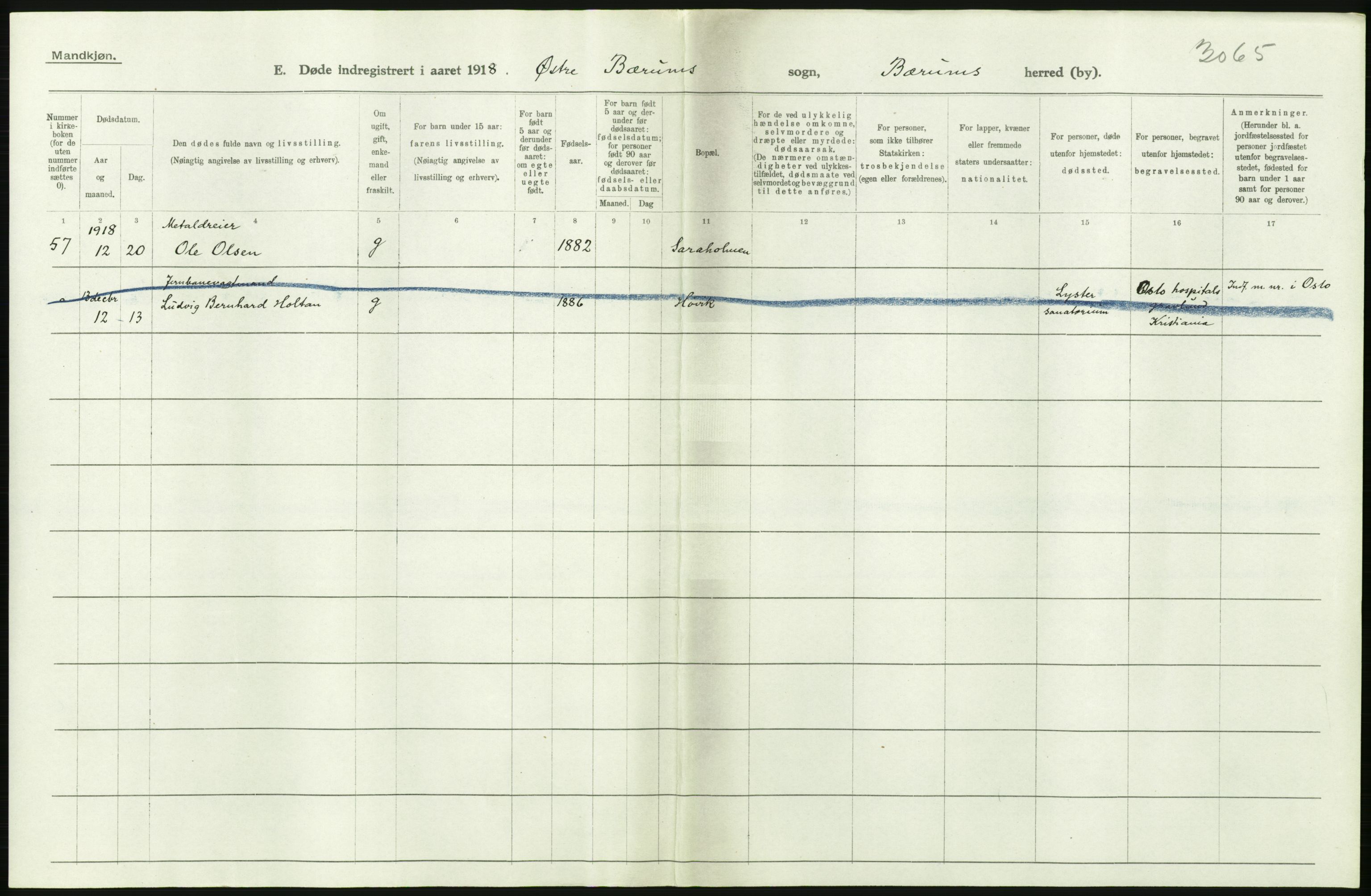 Statistisk sentralbyrå, Sosiodemografiske emner, Befolkning, AV/RA-S-2228/D/Df/Dfb/Dfbh/L0006: Akershus fylke: Døde. Bygder og byer., 1918, p. 162