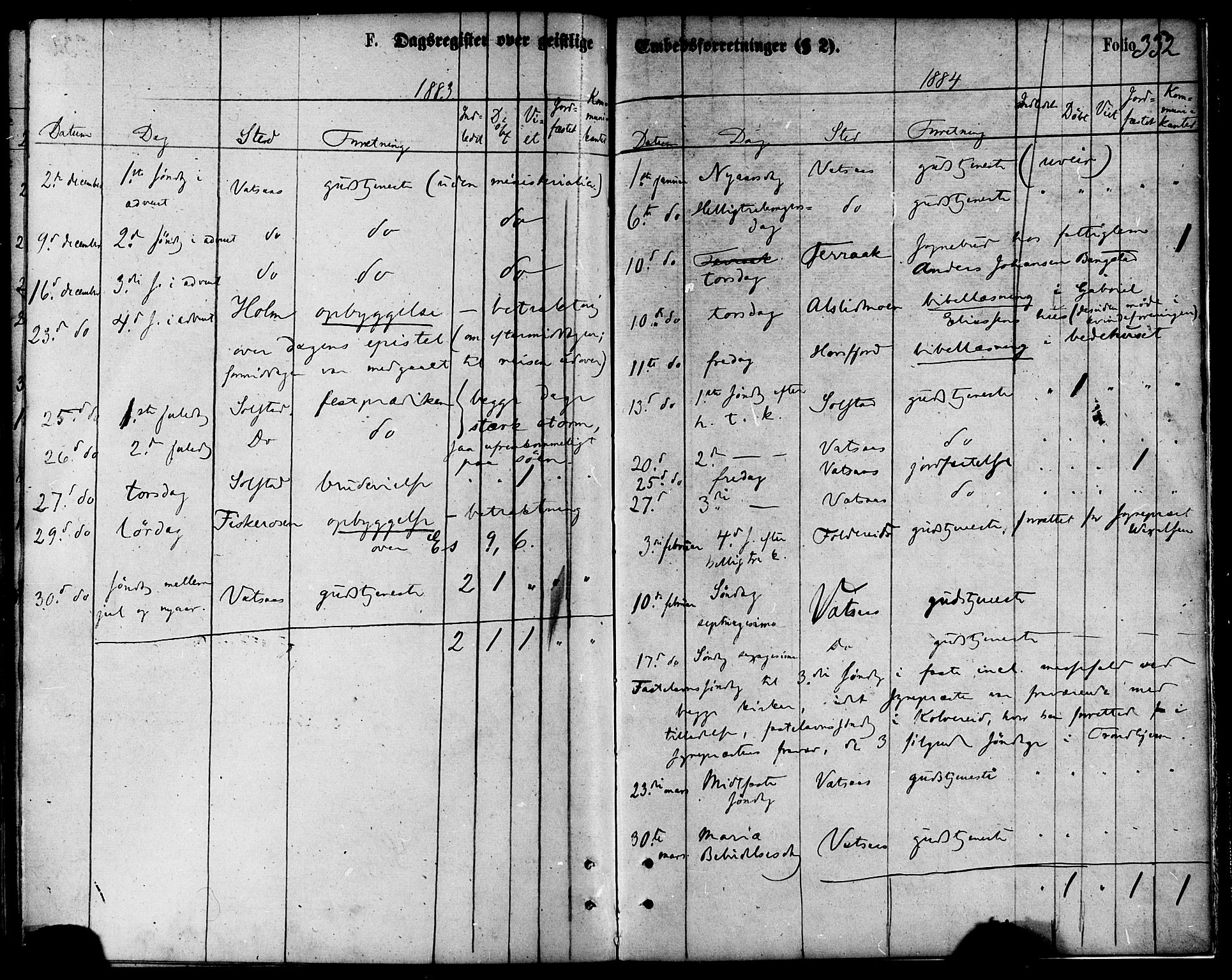 Ministerialprotokoller, klokkerbøker og fødselsregistre - Nordland, AV/SAT-A-1459/810/L0148: Parish register (official) no. 810A09 /1, 1874-1884, p. 332