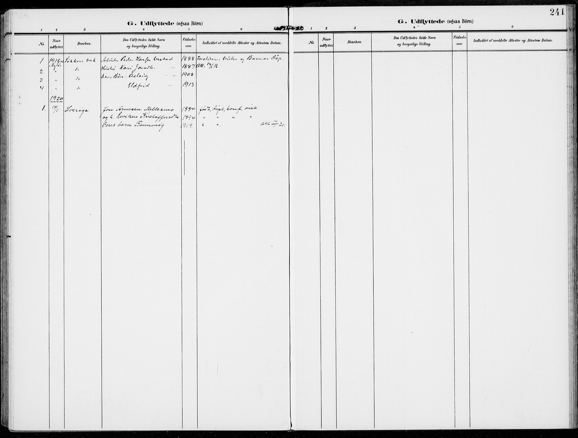 Alvdal prestekontor, SAH/PREST-060/H/Ha/Haa/L0004: Parish register (official) no. 4, 1907-1919, p. 241
