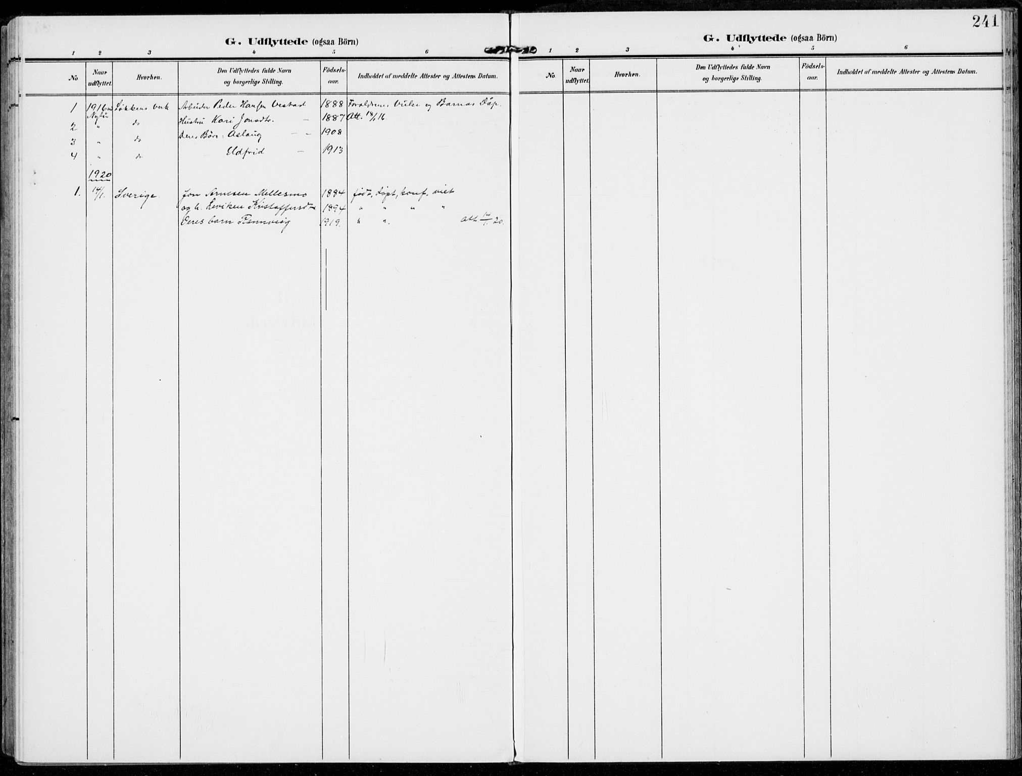 Alvdal prestekontor, AV/SAH-PREST-060/H/Ha/Haa/L0004: Parish register (official) no. 4, 1907-1919, p. 241