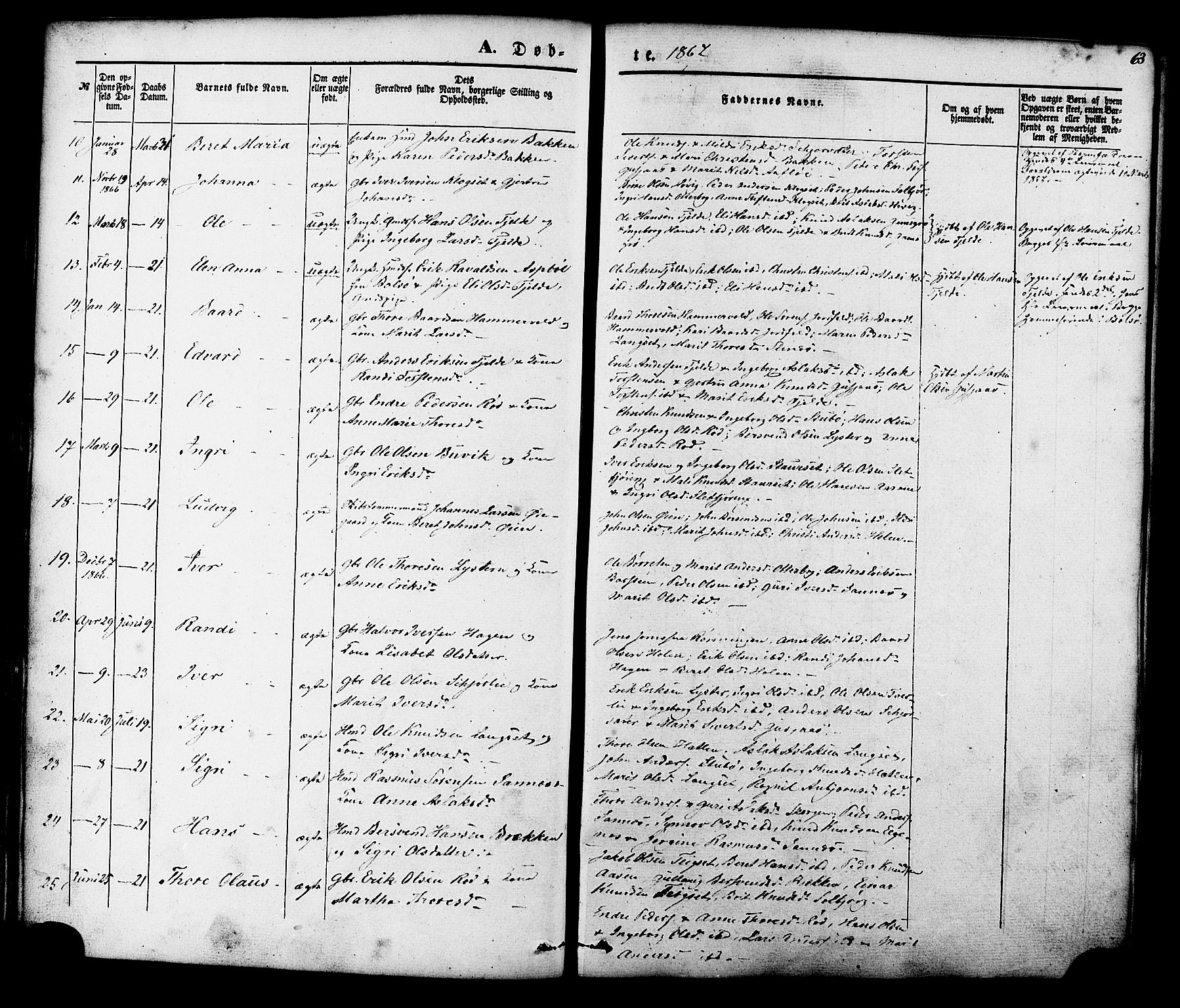 Ministerialprotokoller, klokkerbøker og fødselsregistre - Møre og Romsdal, SAT/A-1454/551/L0625: Parish register (official) no. 551A05, 1846-1879, p. 63