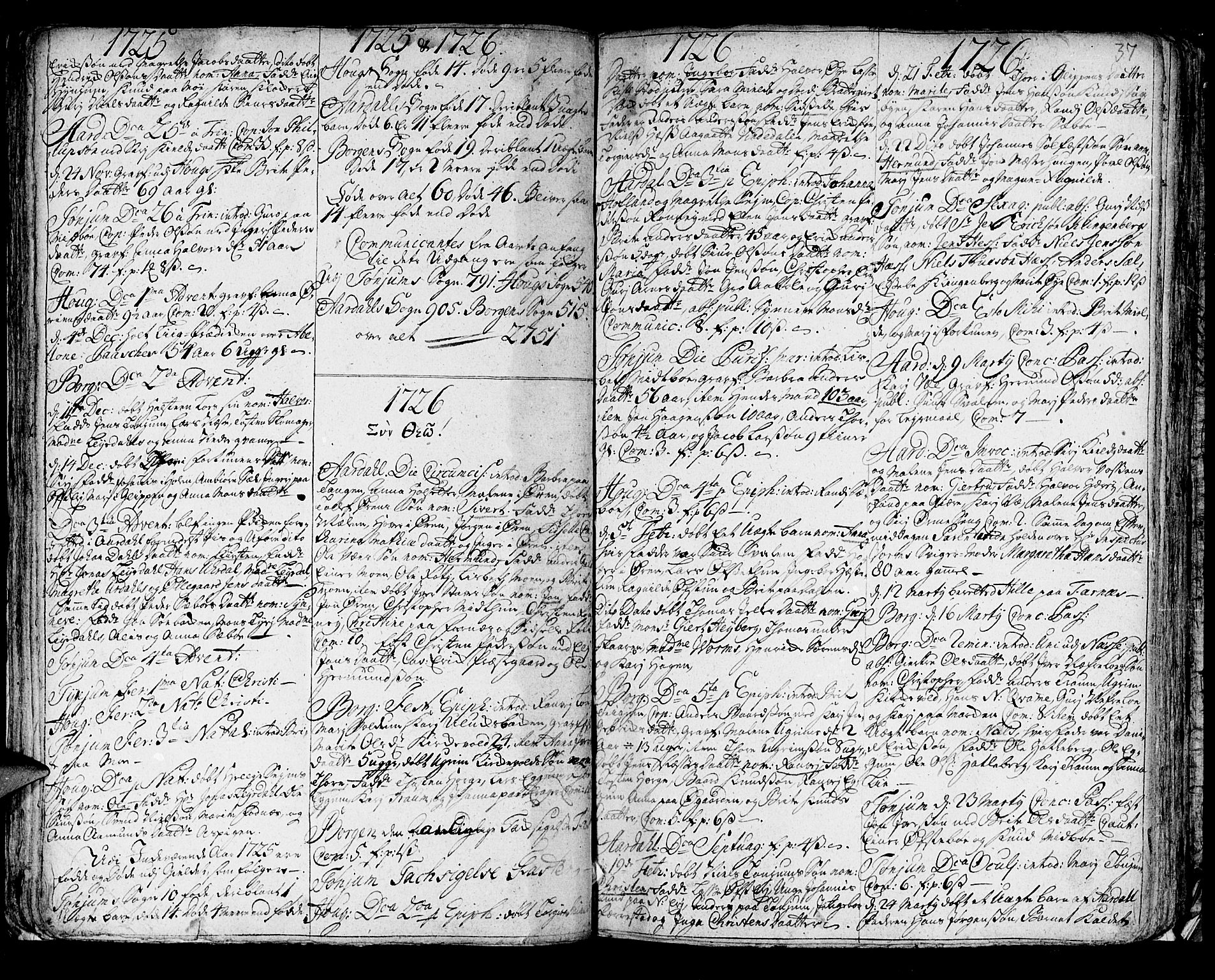 Lærdal sokneprestembete, SAB/A-81201: Parish register (official) no. A 1, 1711-1752, p. 37