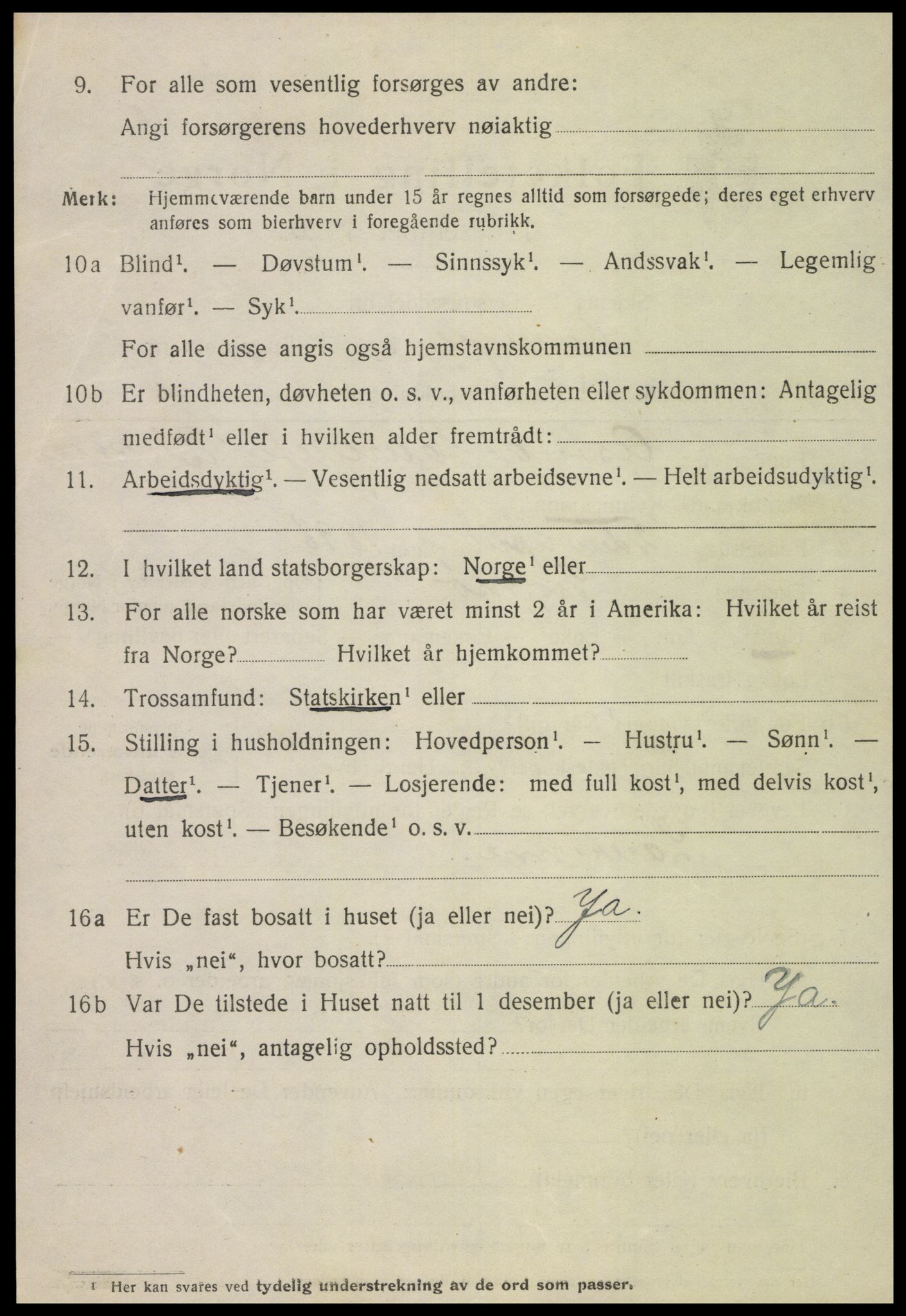 SAT, 1920 census for Levanger town, 1920, p. 2809