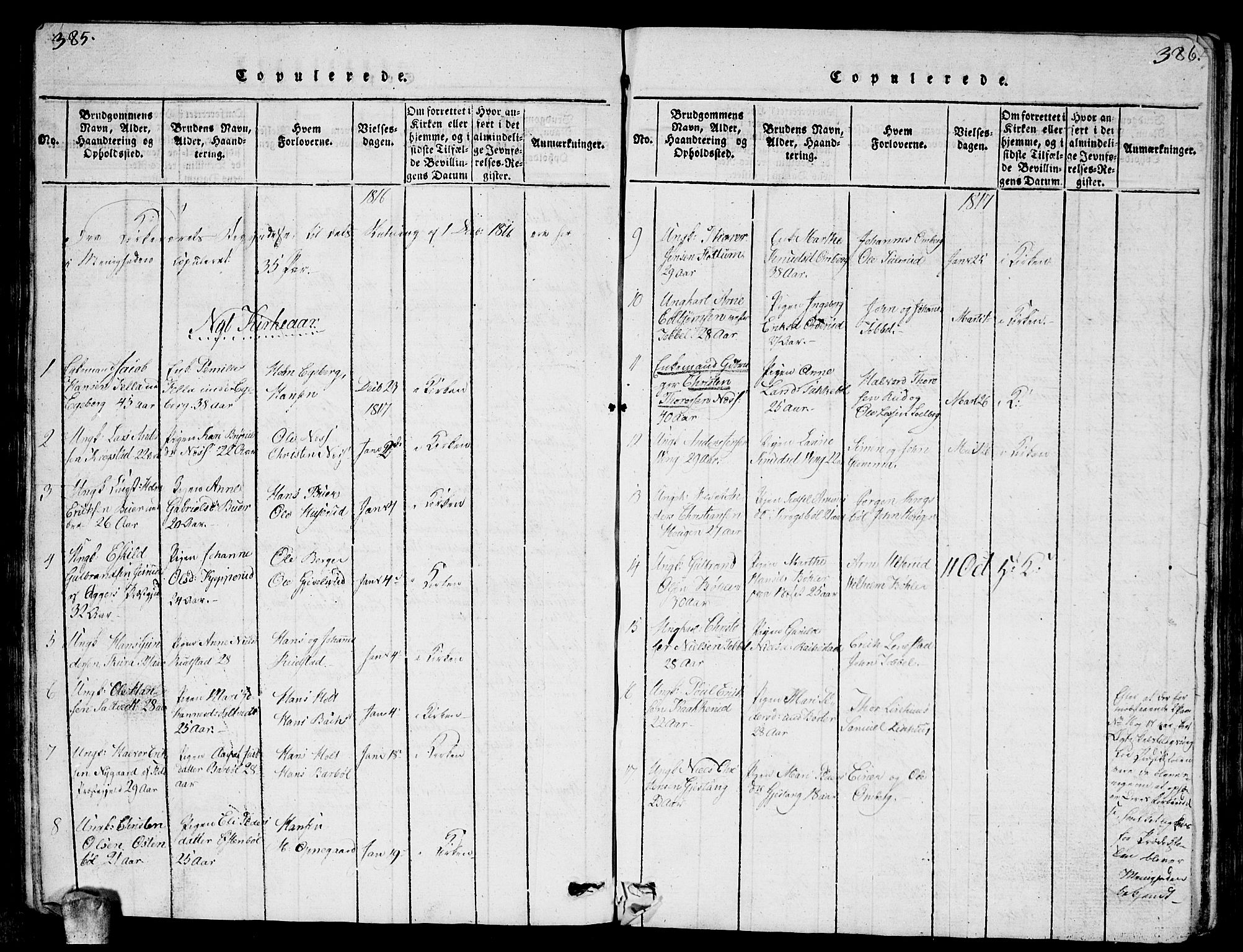 Enebakk prestekontor Kirkebøker, SAO/A-10171c/G/Ga/L0001: Parish register (copy) no. I 1, 1815-1833, p. 385-386