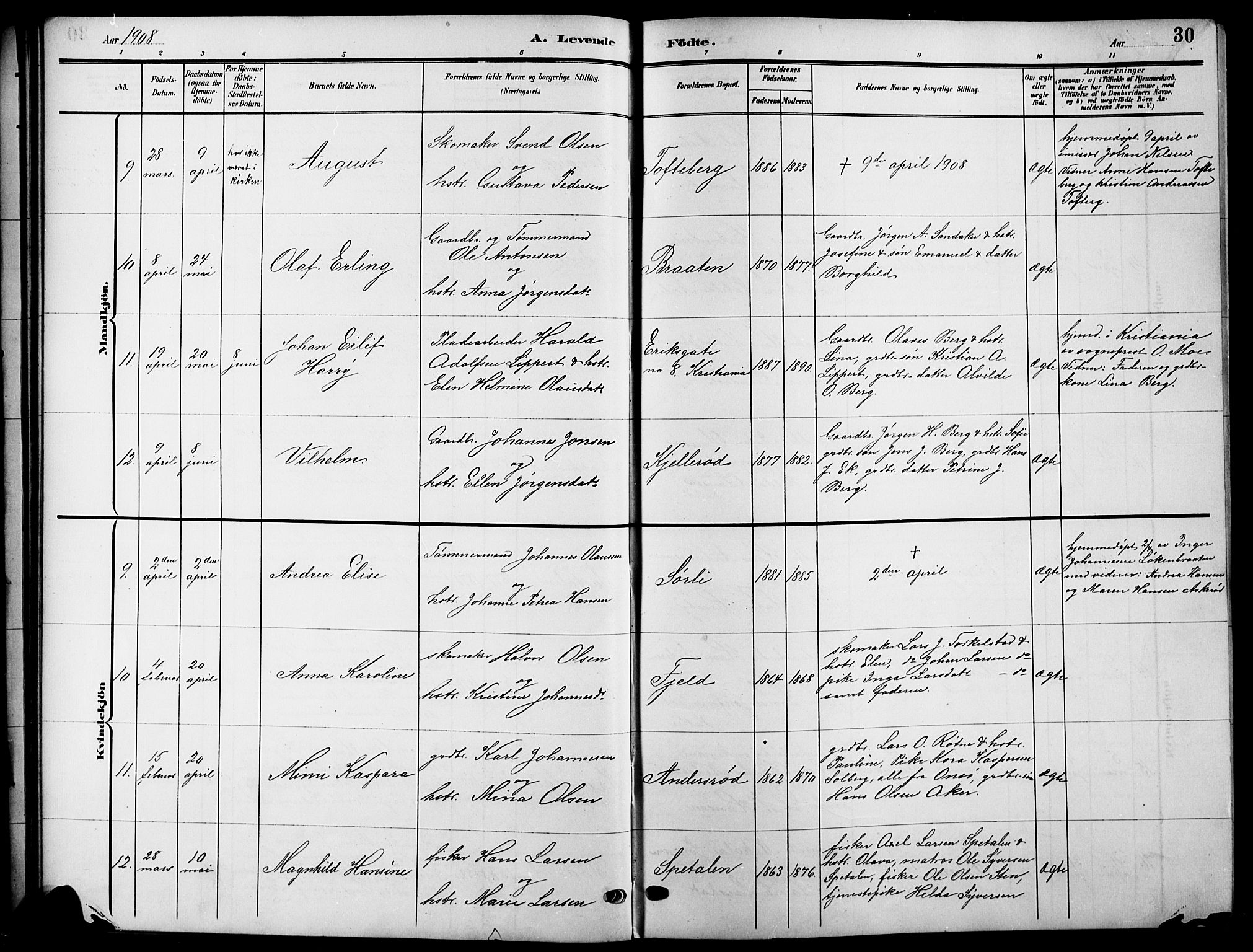 Råde prestekontor kirkebøker, AV/SAO-A-2009/G/Ga/L0001: Parish register (copy) no. 1, 1903-1925, p. 30