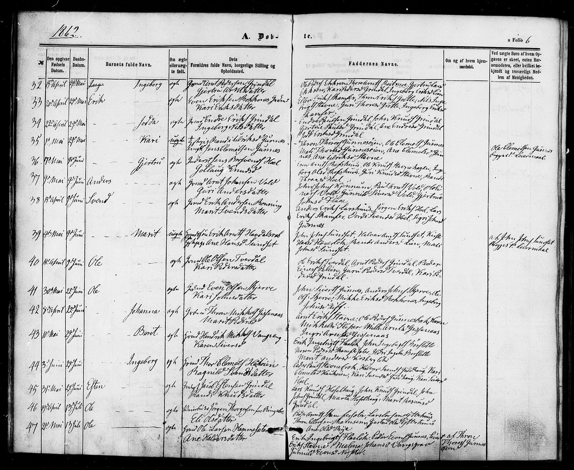 Ministerialprotokoller, klokkerbøker og fødselsregistre - Sør-Trøndelag, SAT/A-1456/674/L0870: Parish register (official) no. 674A02, 1861-1879, p. 6