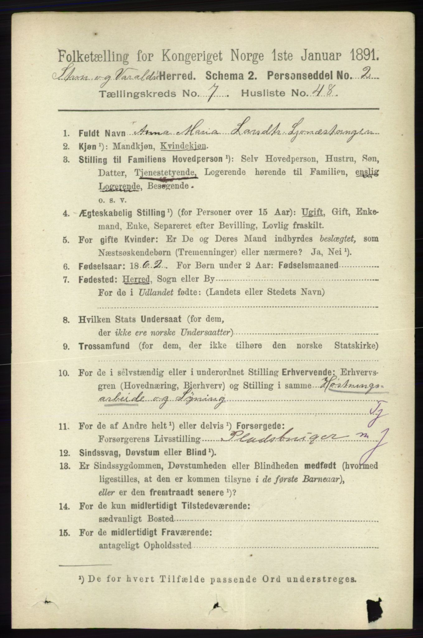 RA, 1891 census for 1226 Strandebarm og Varaldsøy, 1891, p. 2930