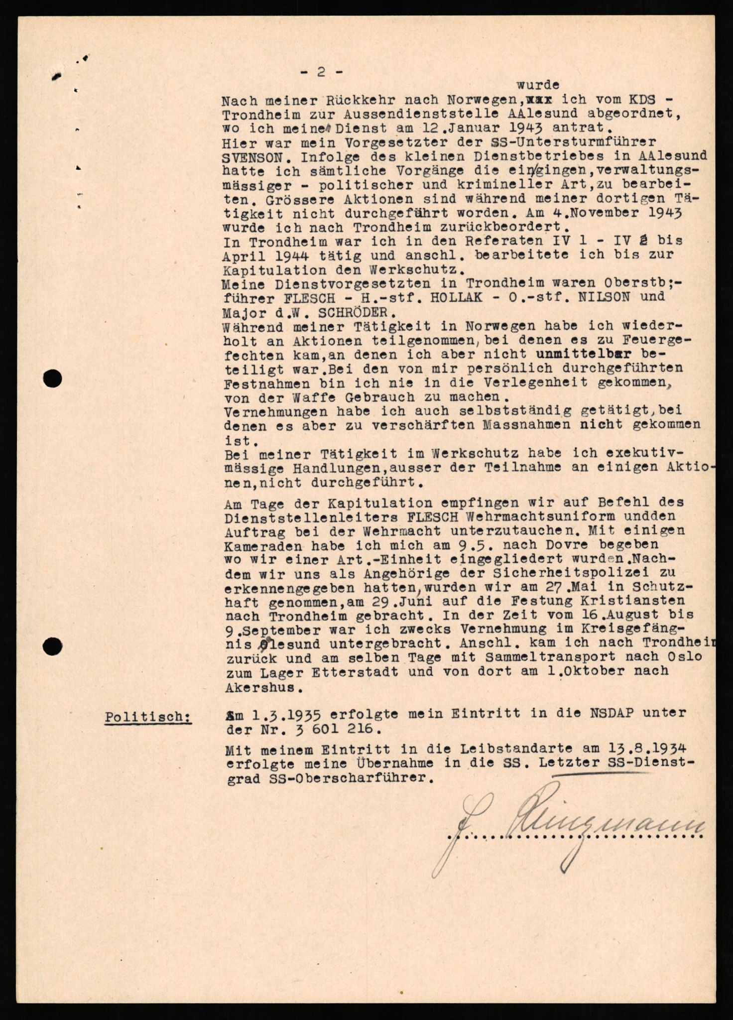 Forsvaret, Forsvarets overkommando II, AV/RA-RAFA-3915/D/Db/L0017: CI Questionaires. Tyske okkupasjonsstyrker i Norge. Tyskere., 1945-1946, p. 53