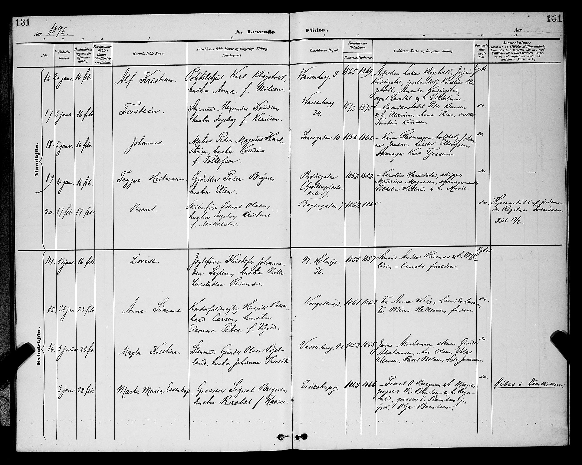 St. Petri sokneprestkontor, SAST/A-101813/001/30/30BB/L0006: Parish register (copy) no. B 6, 1890-1897, p. 131