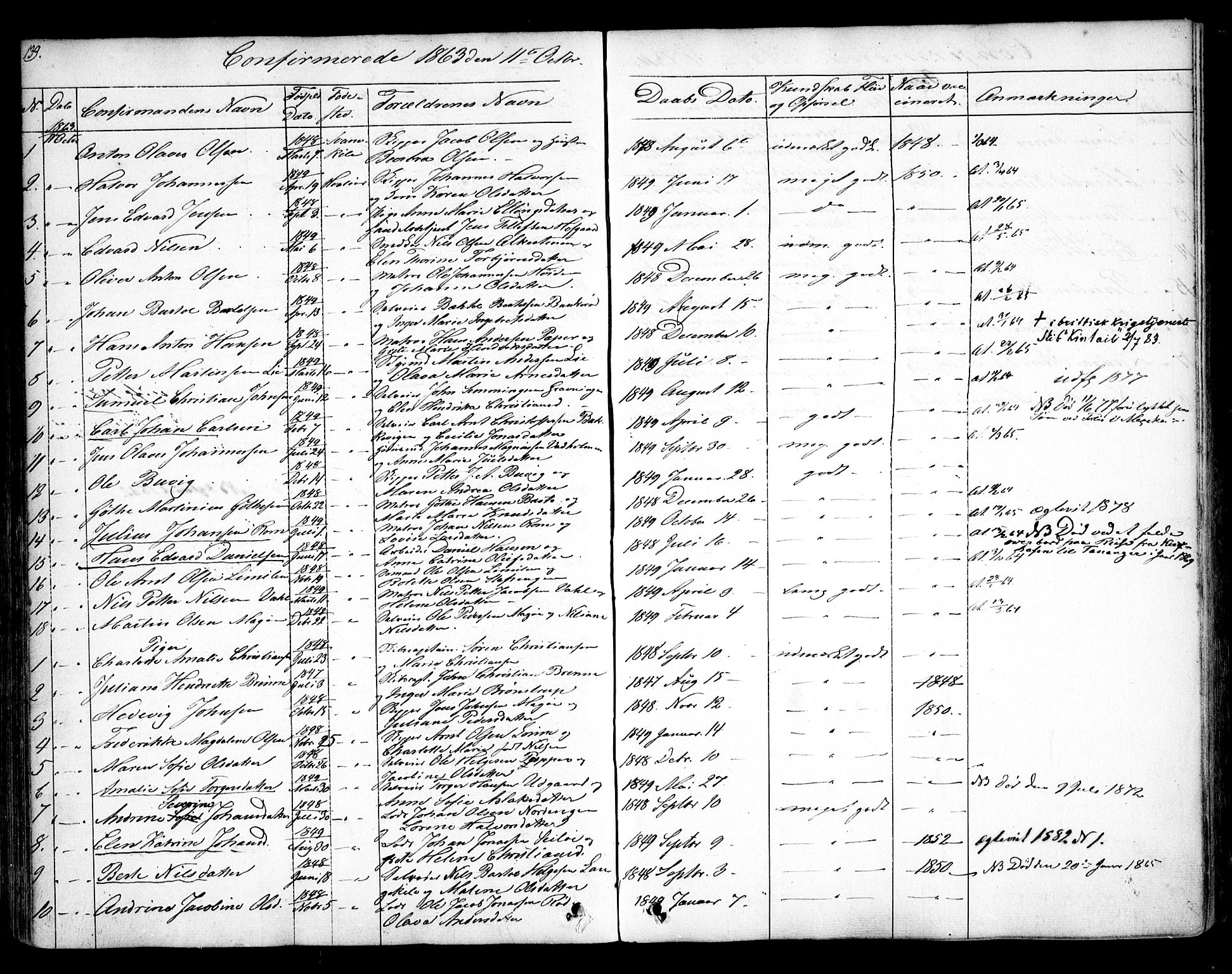 Hvaler prestekontor Kirkebøker, AV/SAO-A-2001/F/Fa/L0006: Parish register (official) no. I 6, 1846-1863, p. 139