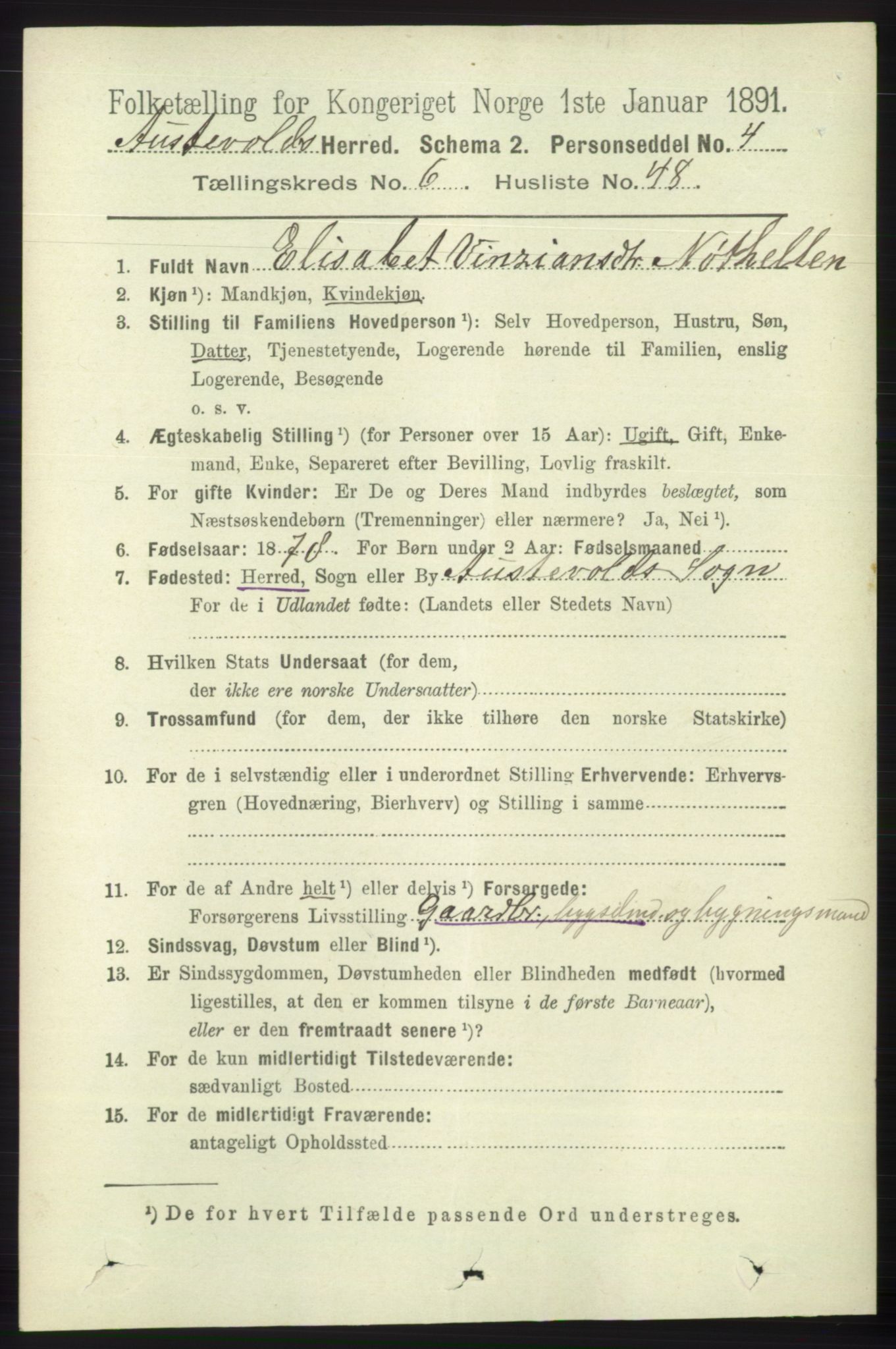 RA, 1891 census for 1244 Austevoll, 1891, p. 2856